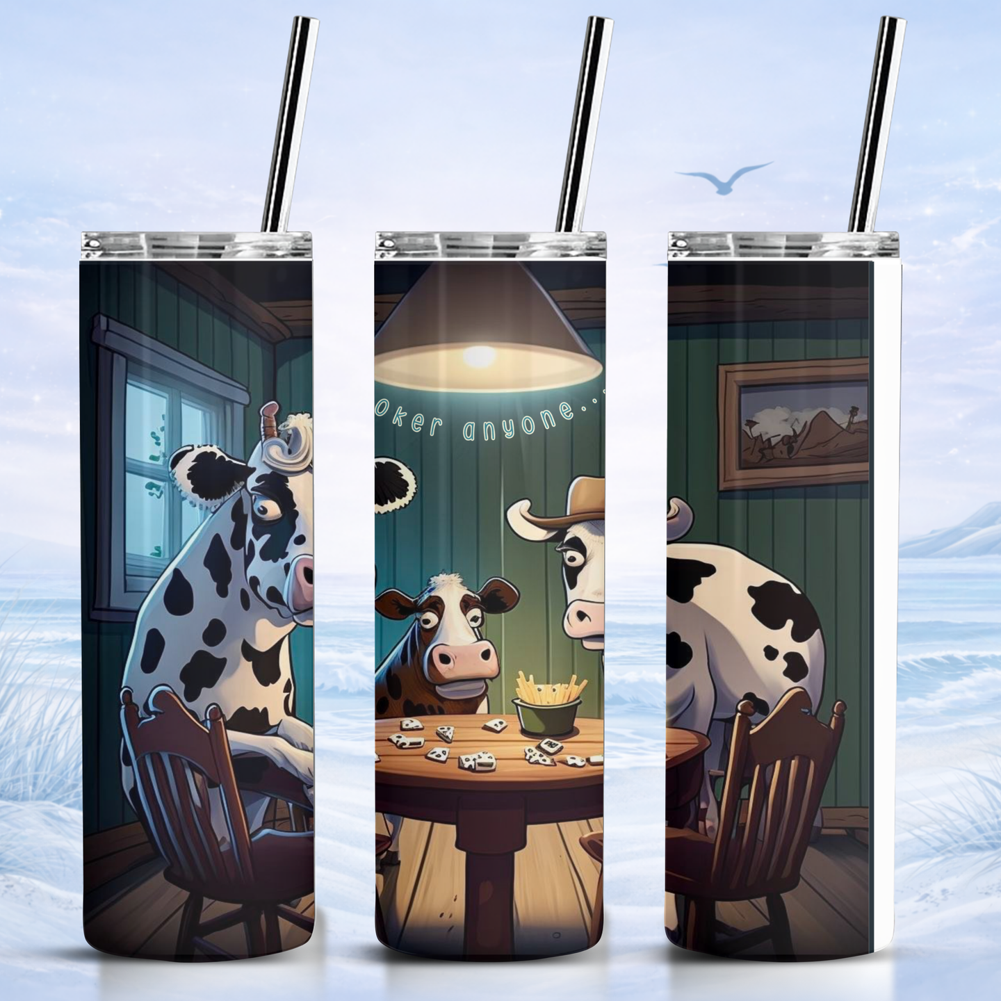 funny cow poker tumbler design