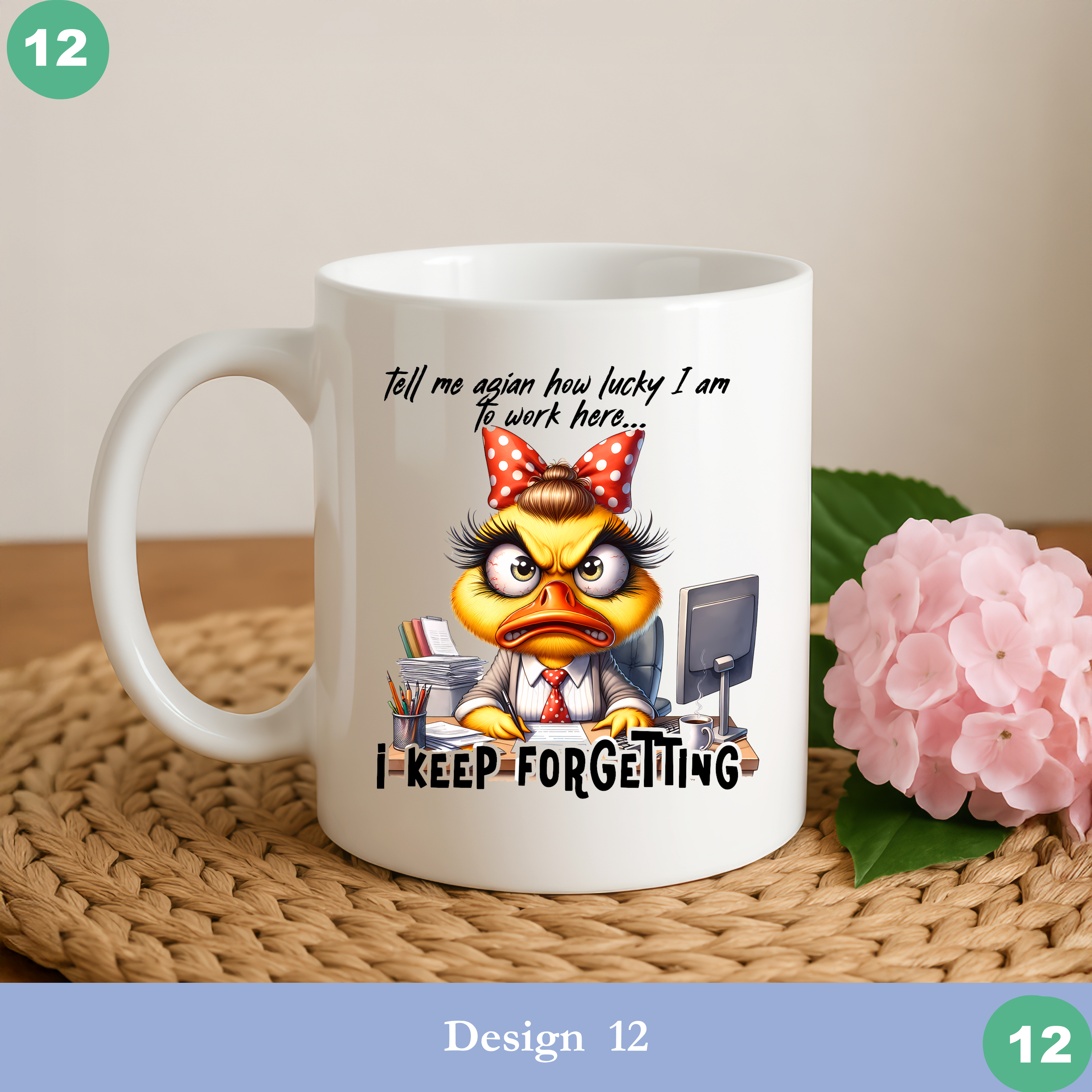 funny office duck mug sarcastic work humor coffee cup