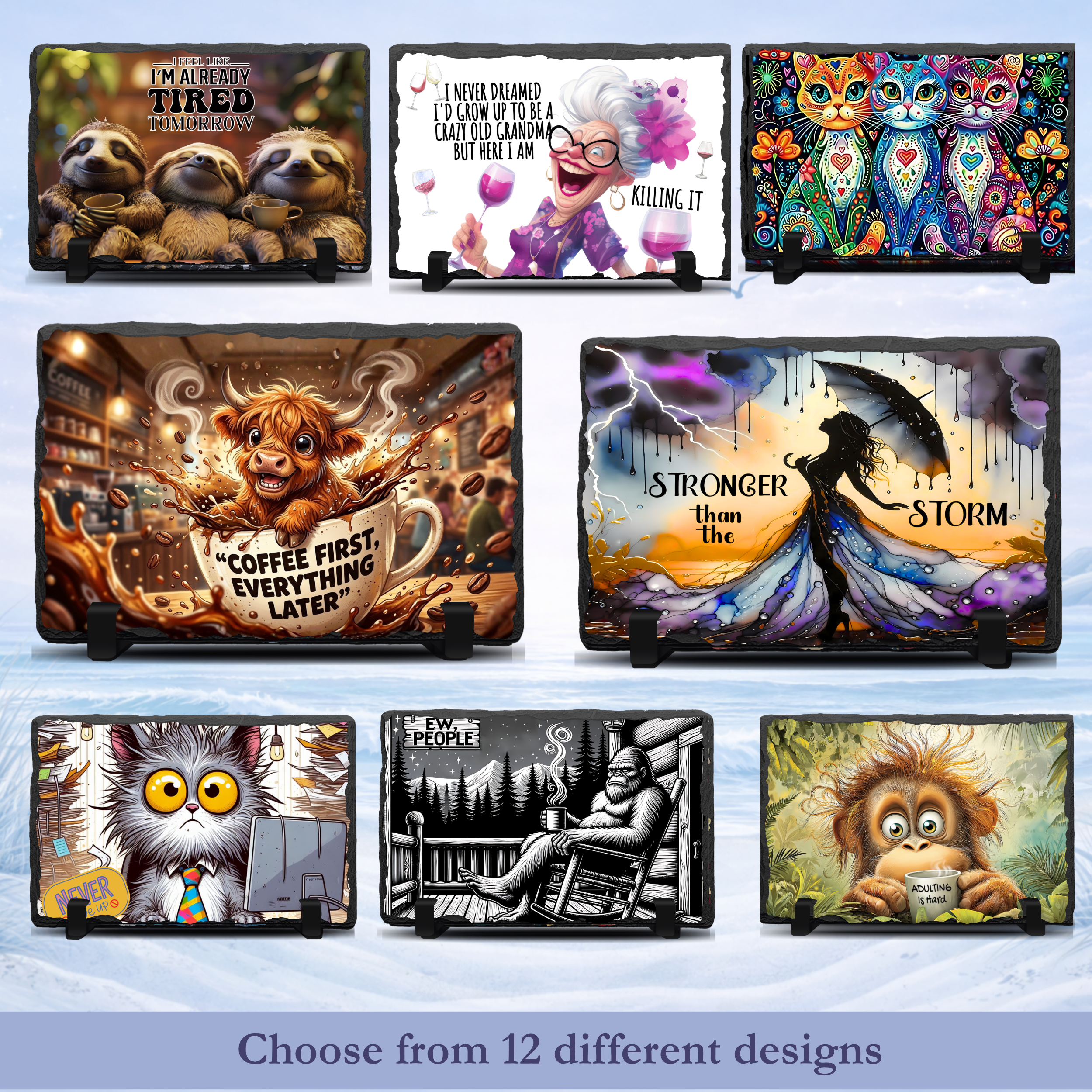 funny photo slate collection multiple designs cozy humor gift slates coffee pet themed decor