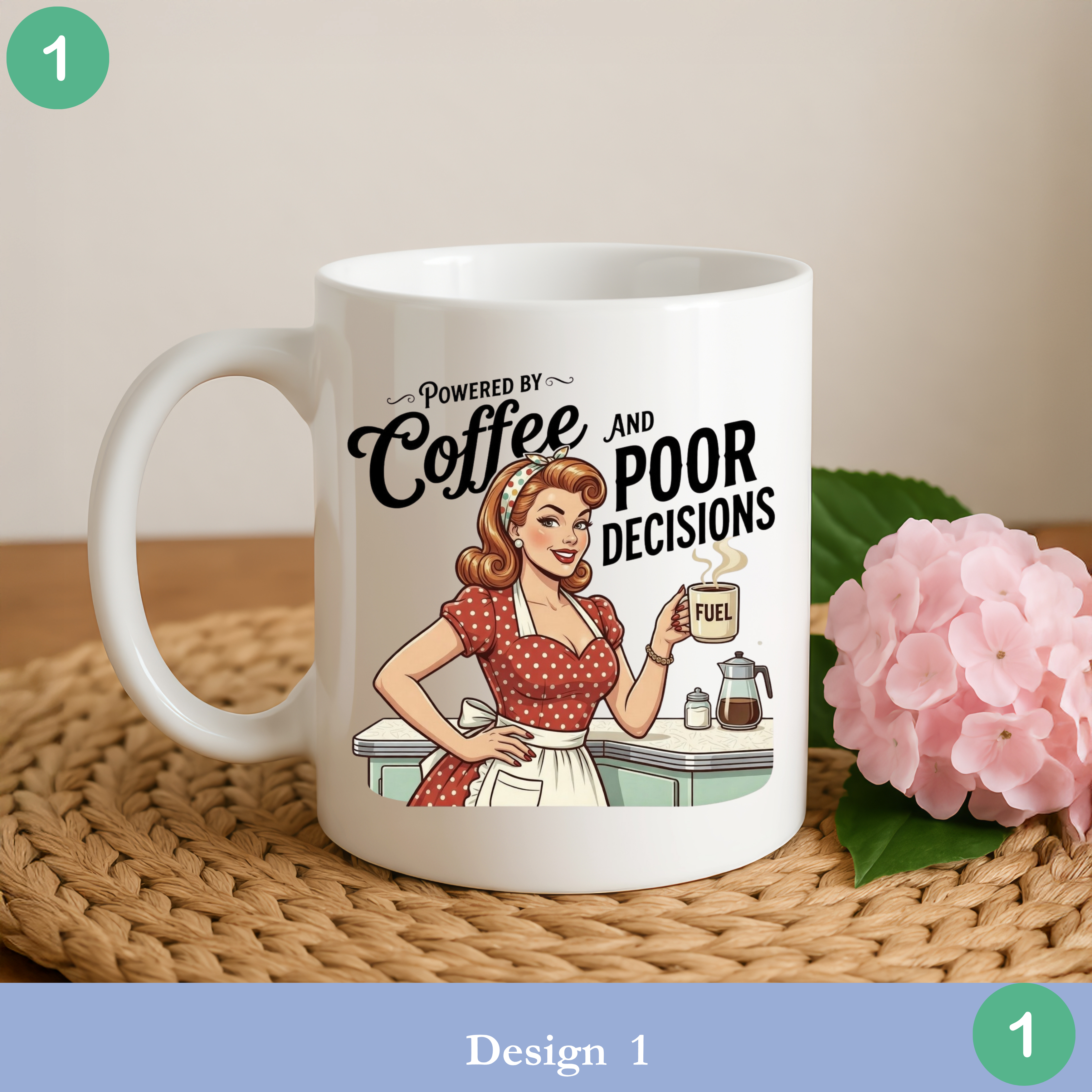 funny retro coffee mug coffee and poor decisions