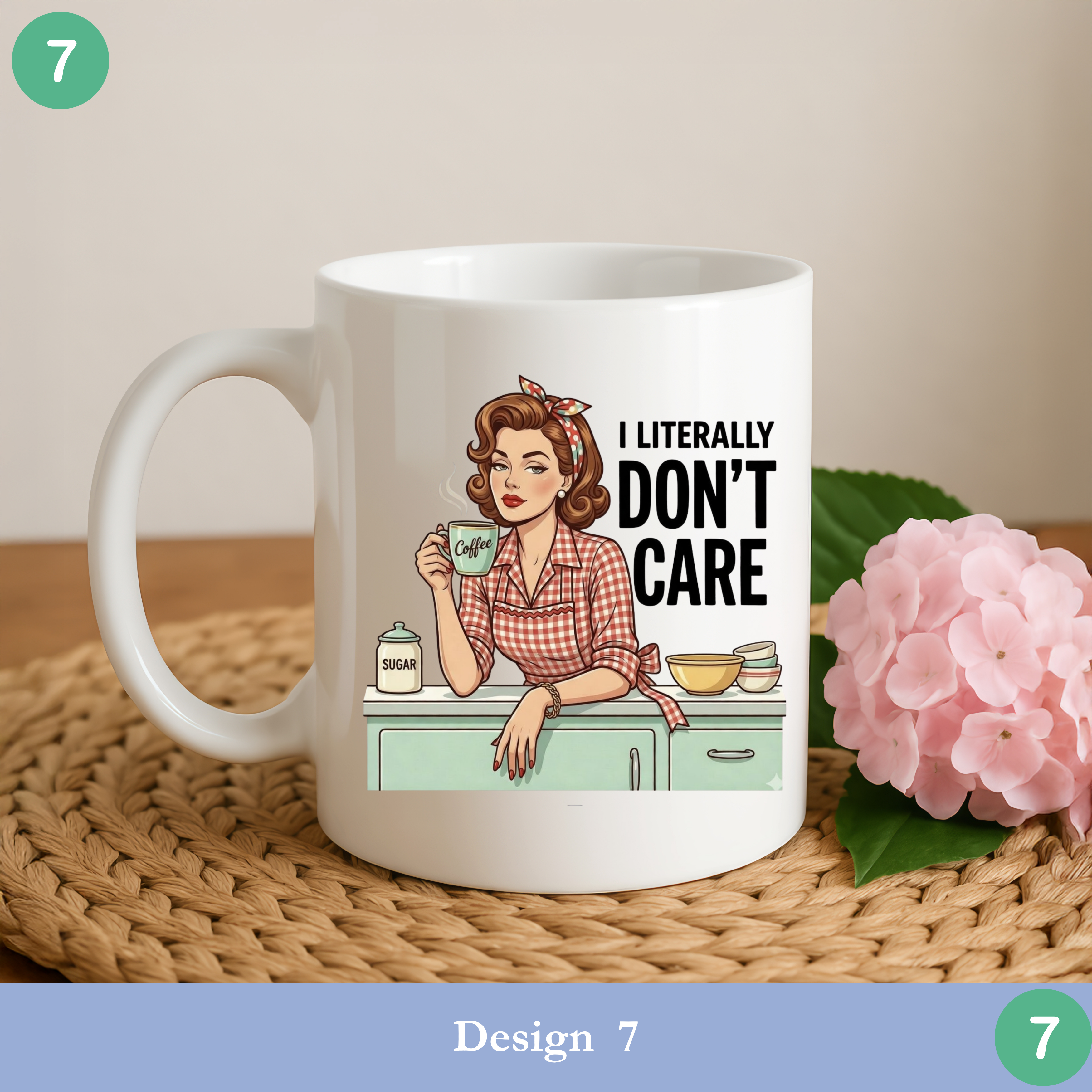 funny retro mug I literally don’t care