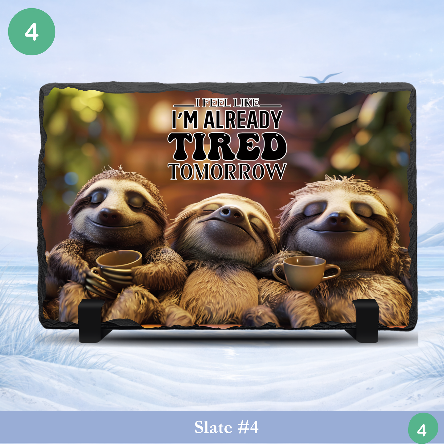 funny sloth coffee slate tired tomorrow humor animal coffee lover gift stone slate