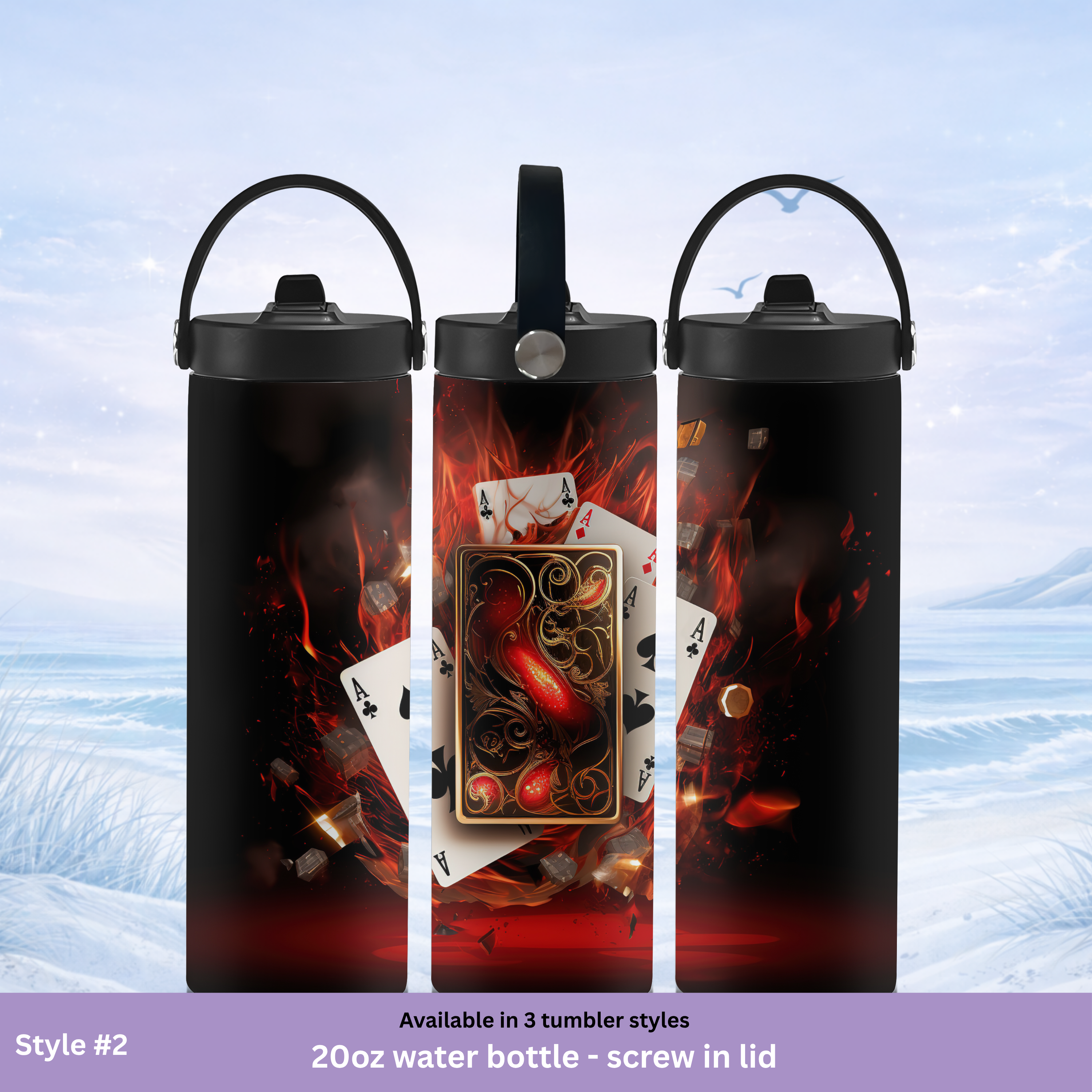 gambling themed fiery tumbler