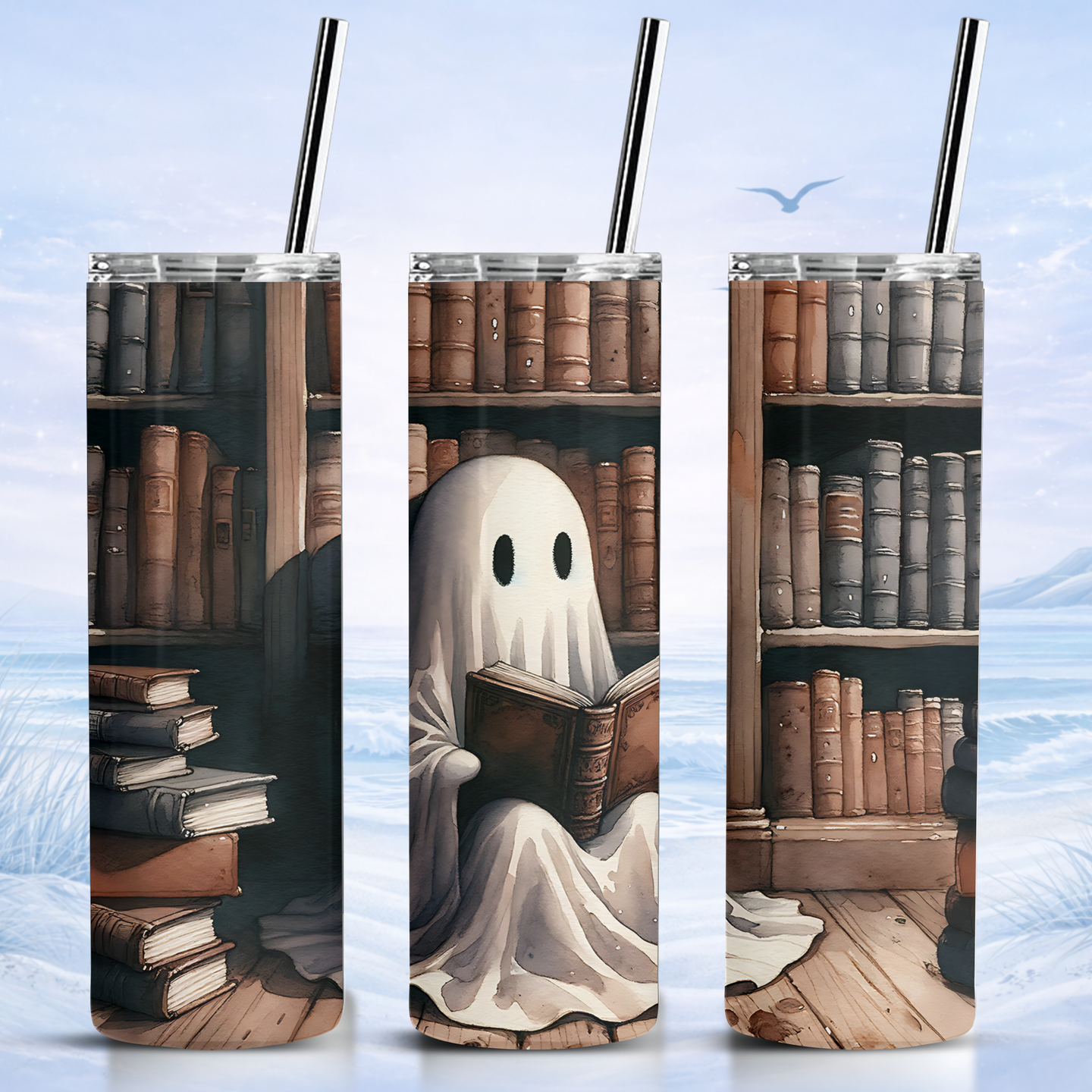 ghost reading tumbler 20 oz insulated skinny tumbler