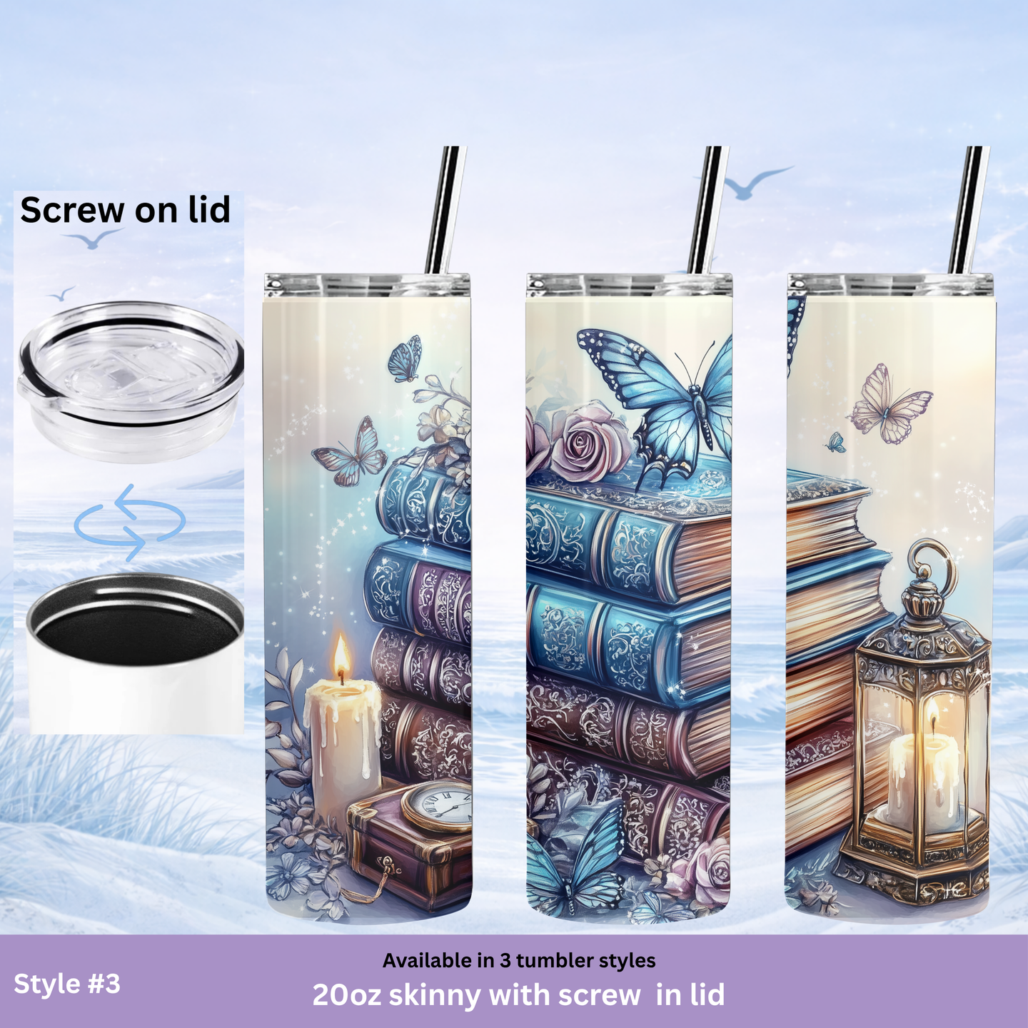 gift for readers butterfly book tumbler cozy aesthetic
