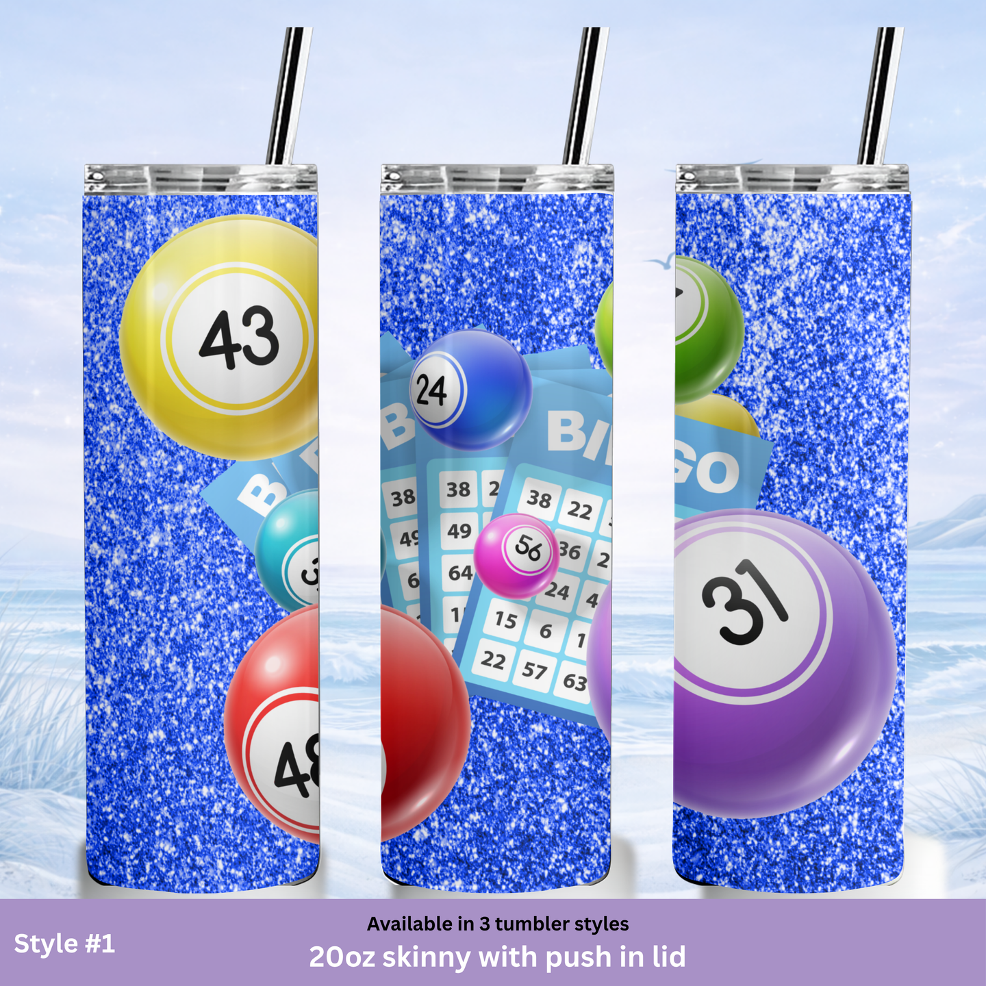 glitter style bingo drink tumbler