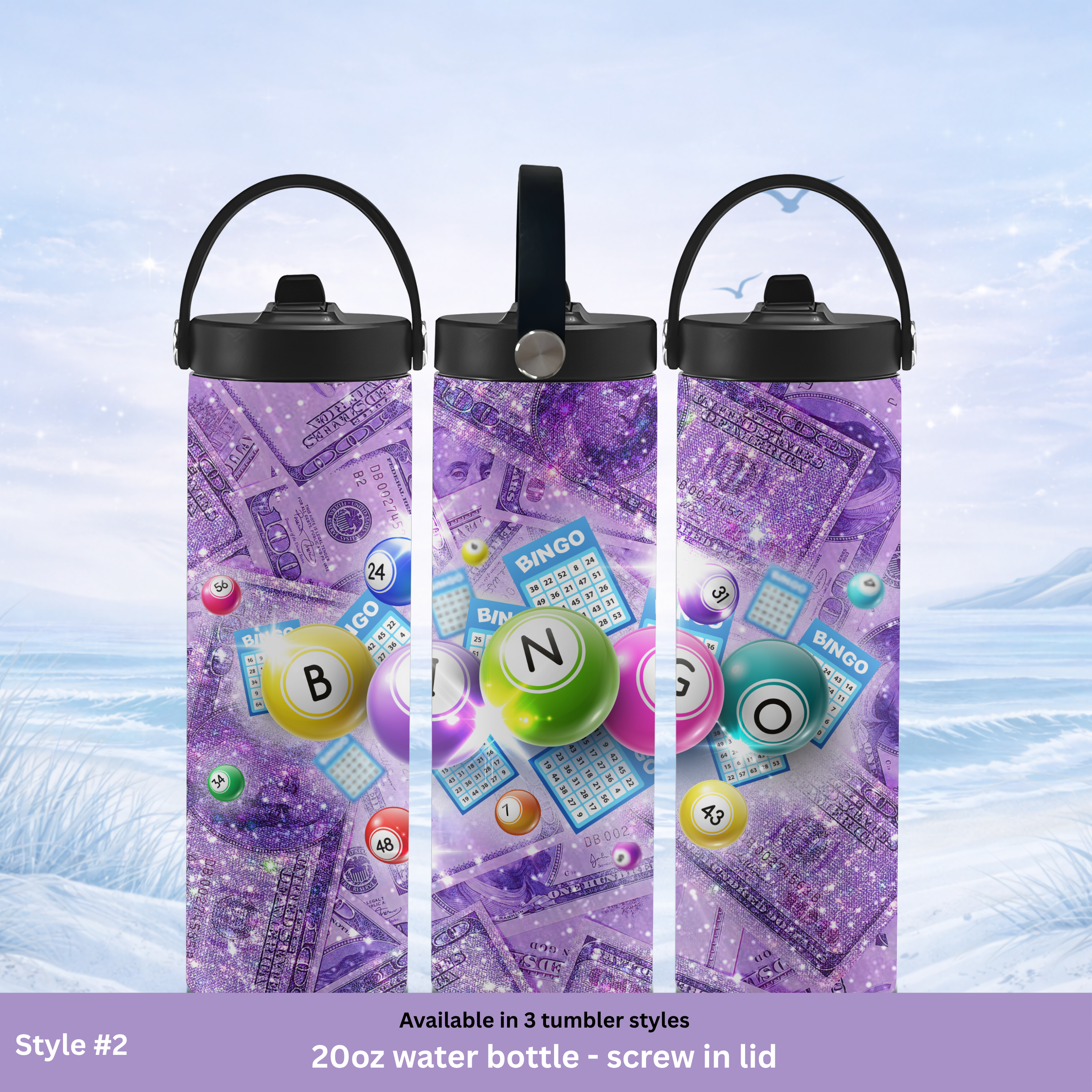 glitter style bingo drink tumbler