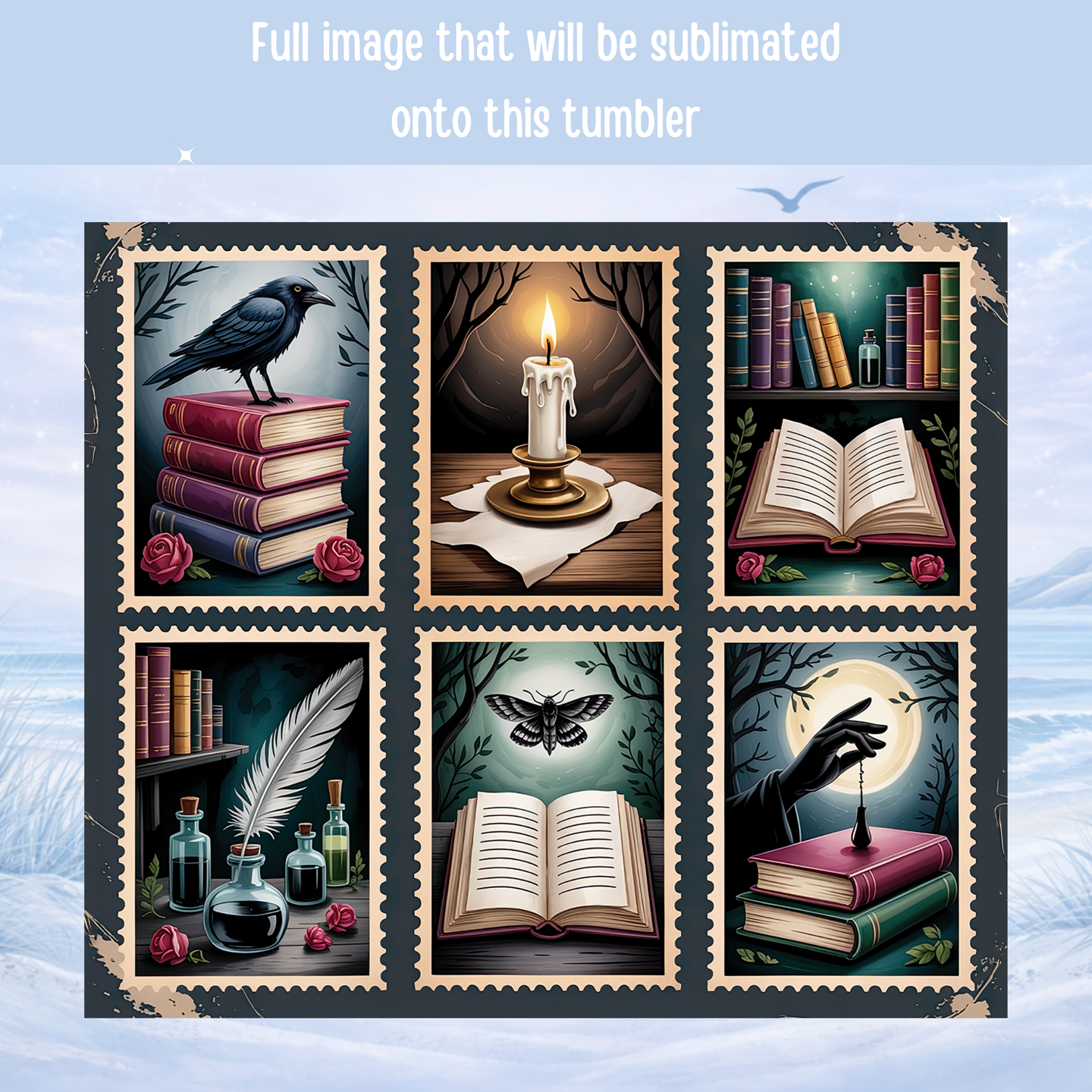 gothic book lover tumbler vintage books candle design