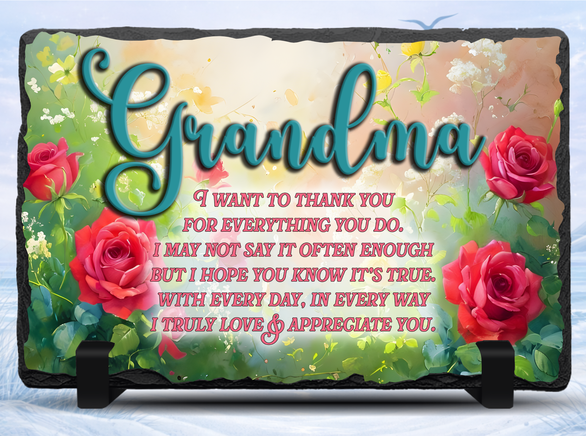grandma appreciation gift slate roses