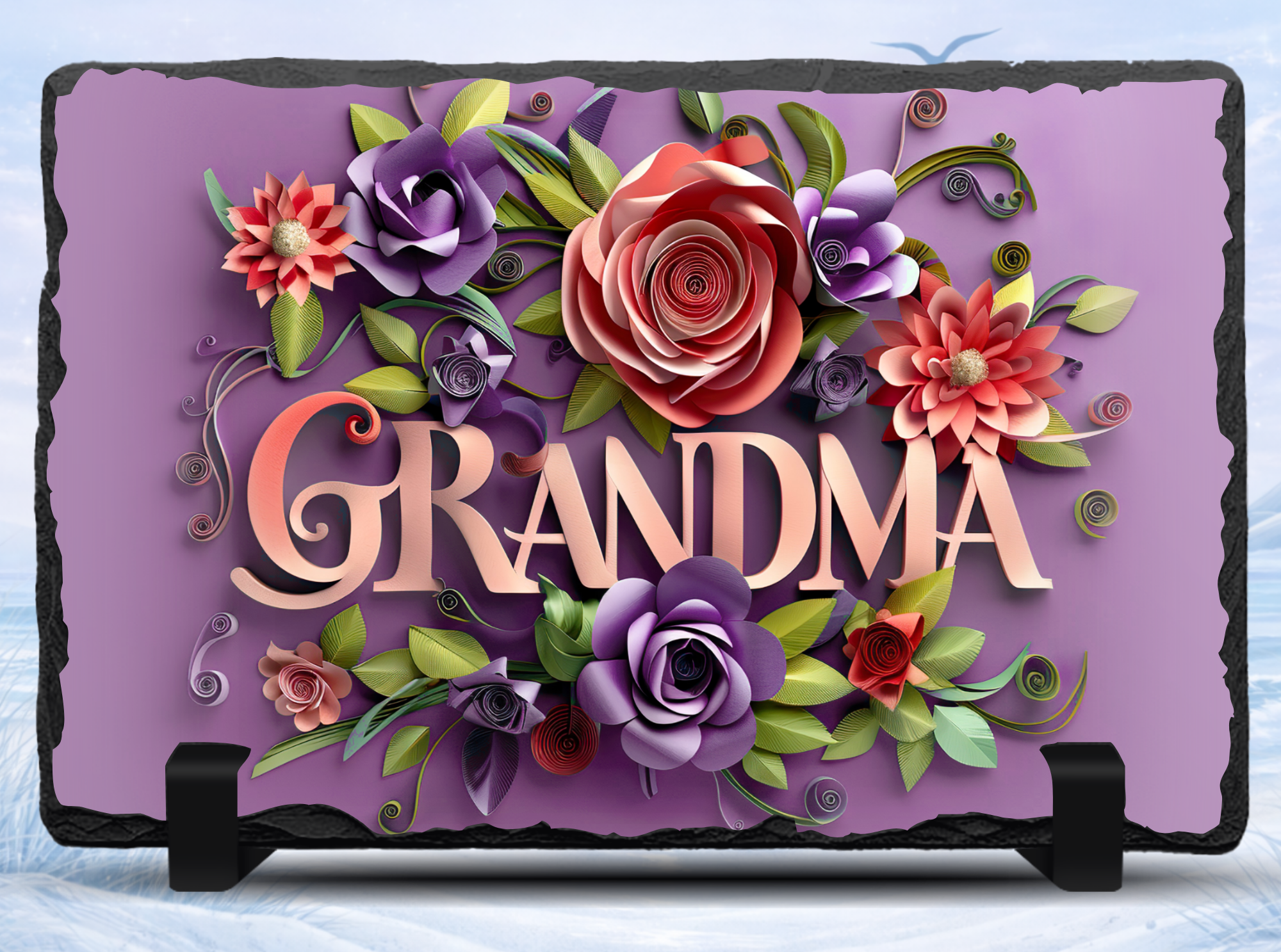 grandma floral slate purple design