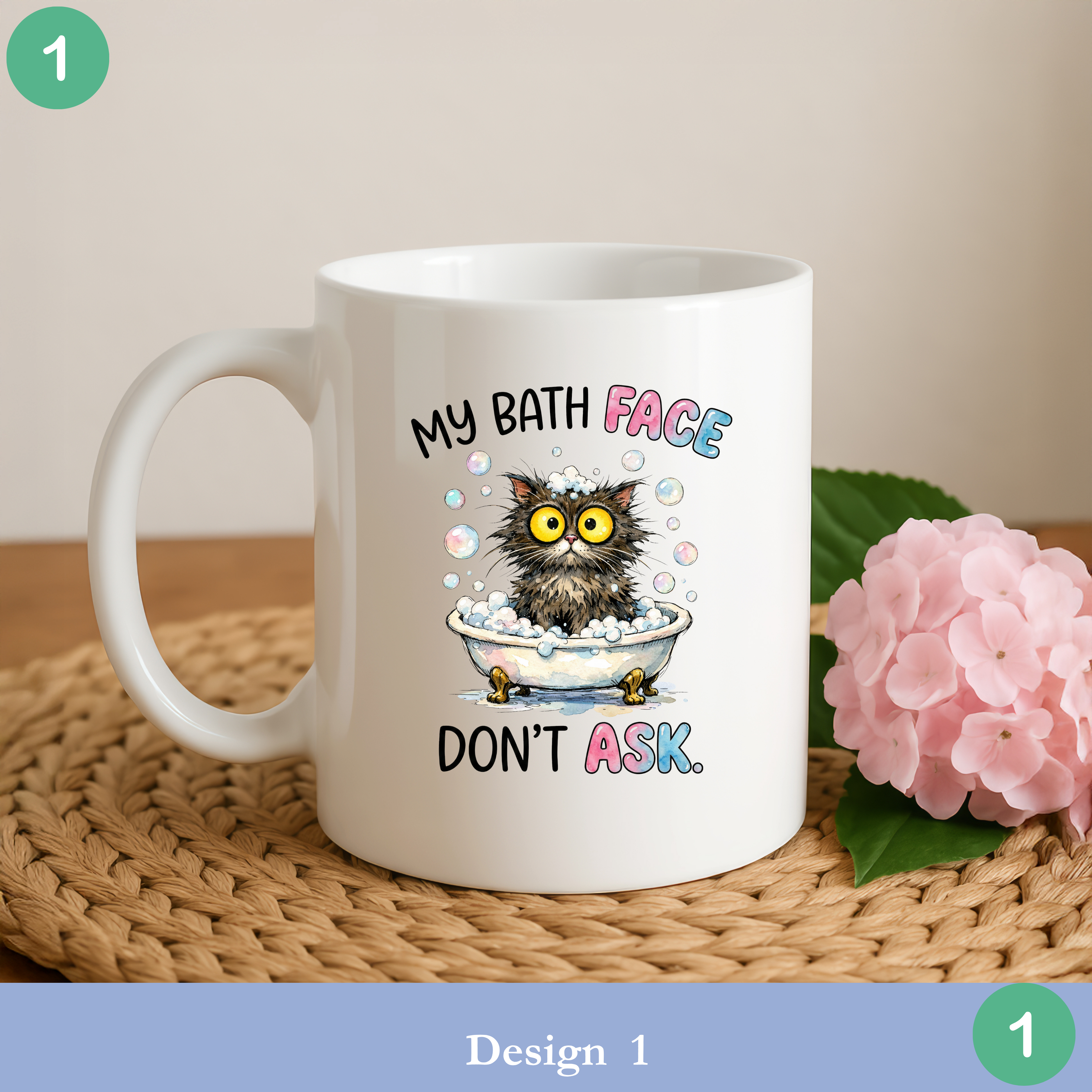 grumpy bath cat coffee mug humor