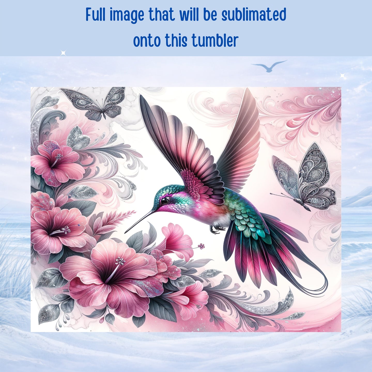 hummingbird flower stainless steel tumbler colorful