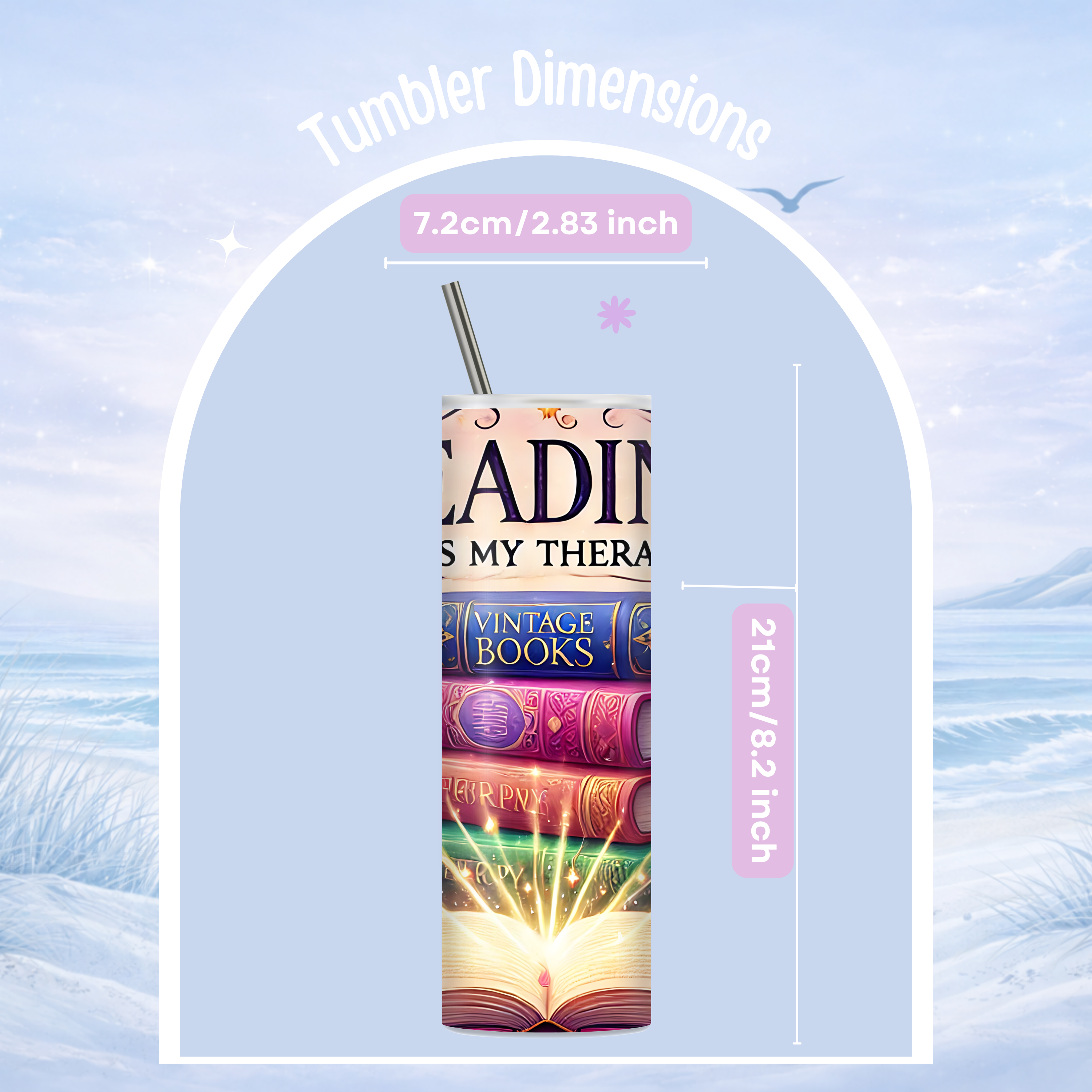 insulated skinny tumbler book lover gift floral design
