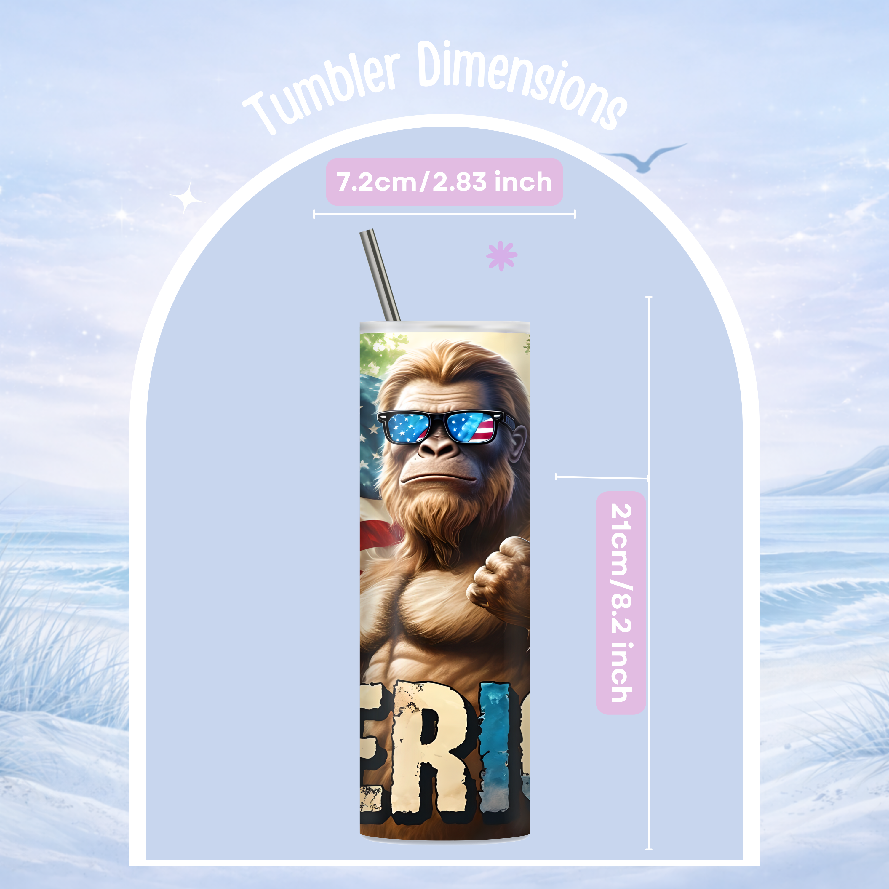 insulated tumbler bigfoot patriotic design