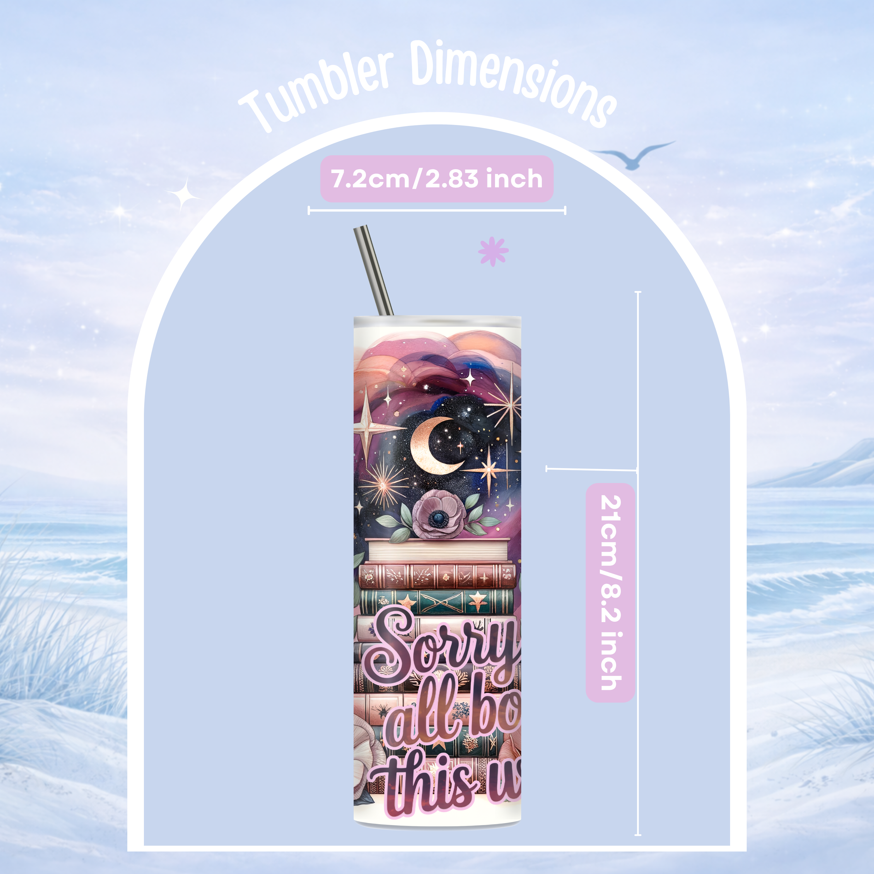 insulated tumbler book lover quote cozy aesthetic design