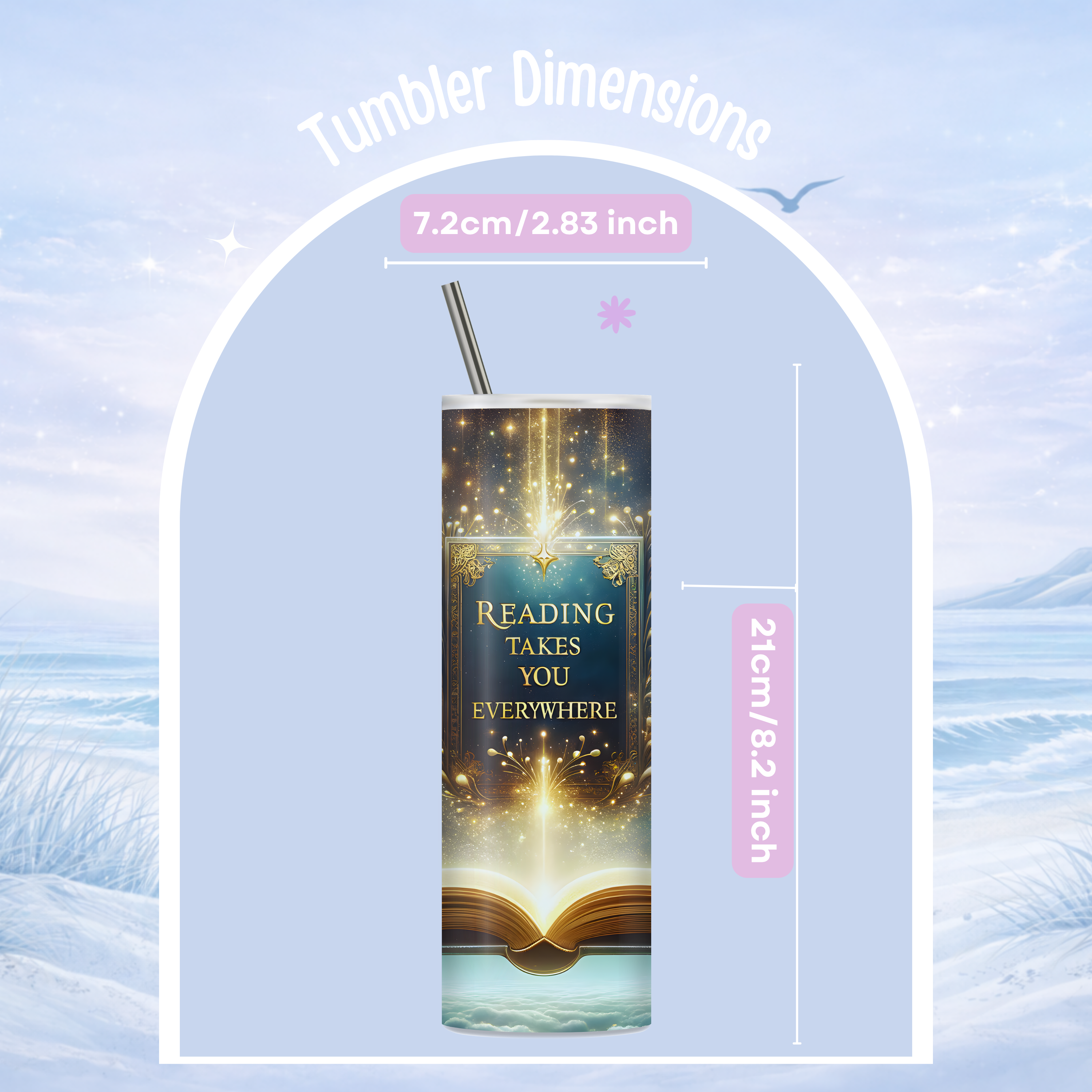 insulated tumbler book lover quote magical aesthetic