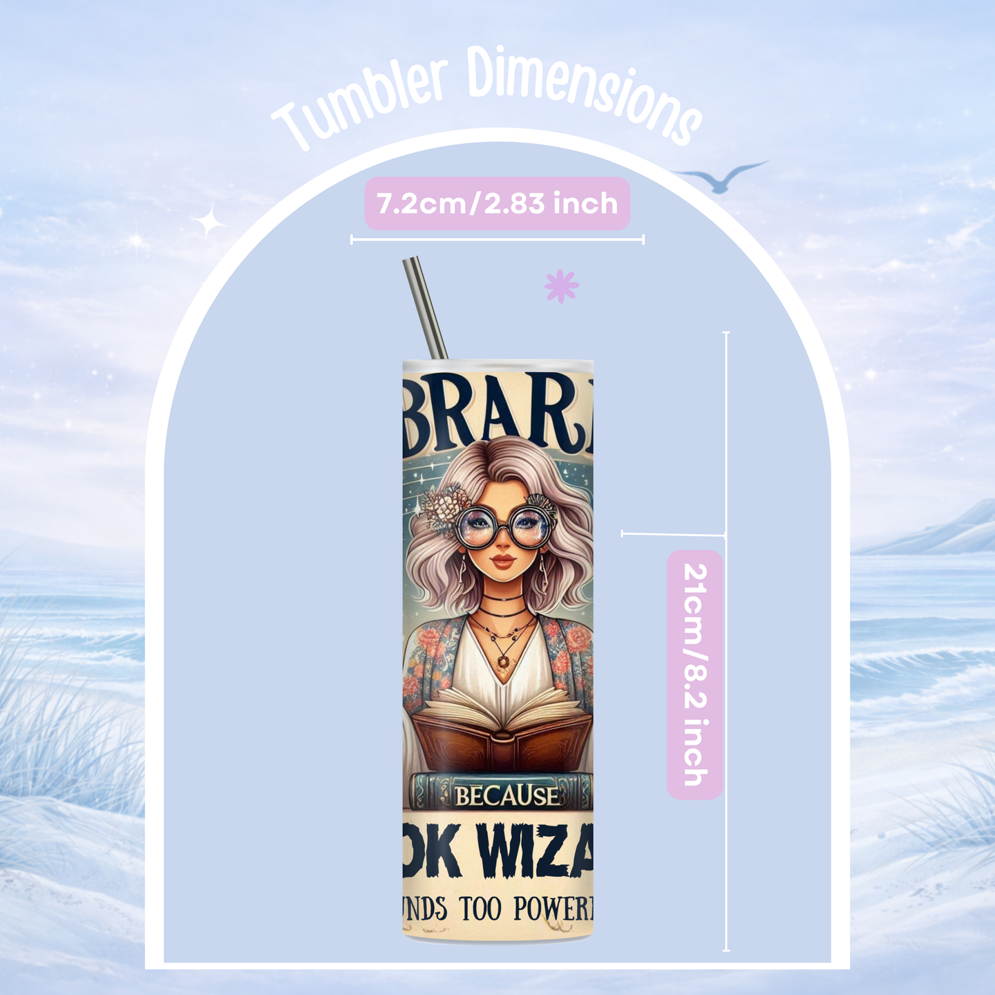 insulated tumbler book wizard reading aesthetic