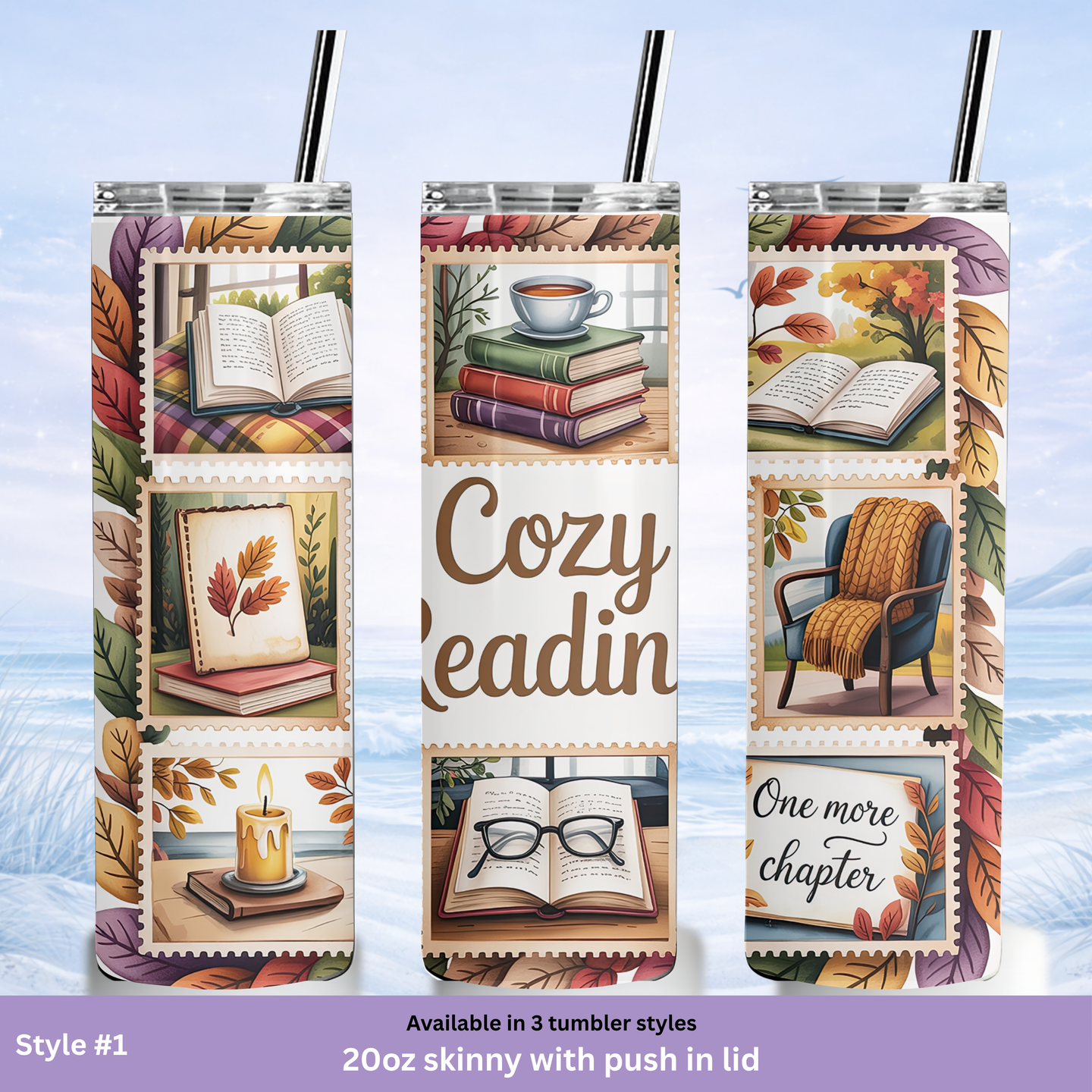insulated tumbler cozy reading coffee book lover gift
