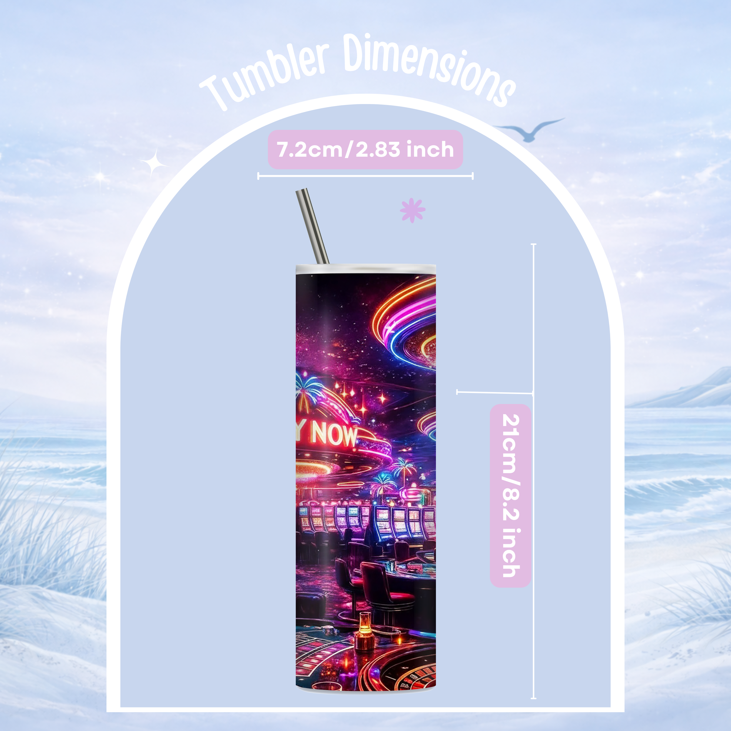 las vegas night tumbler colorful