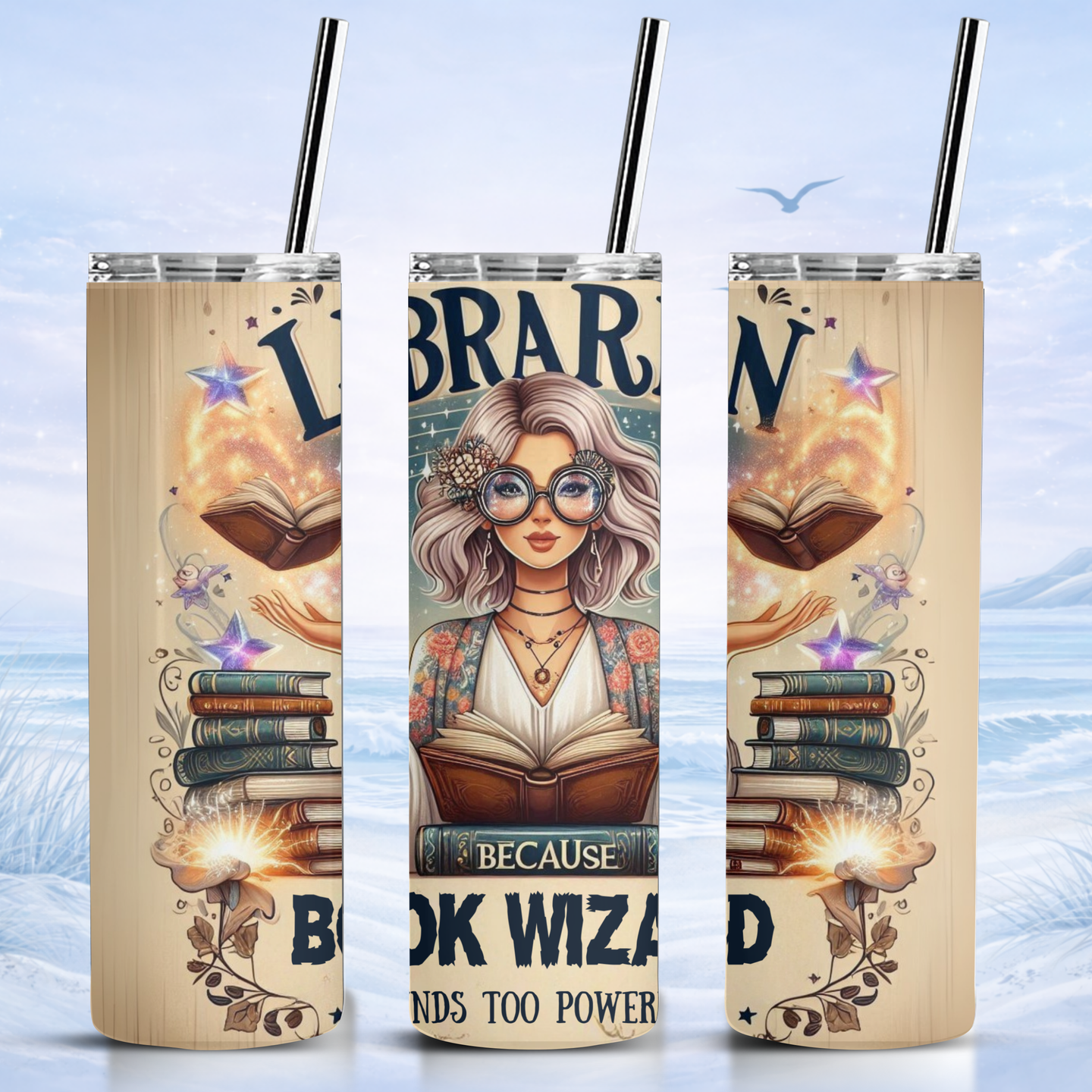 librarian tumbler book wizard insulated skinny tumbler