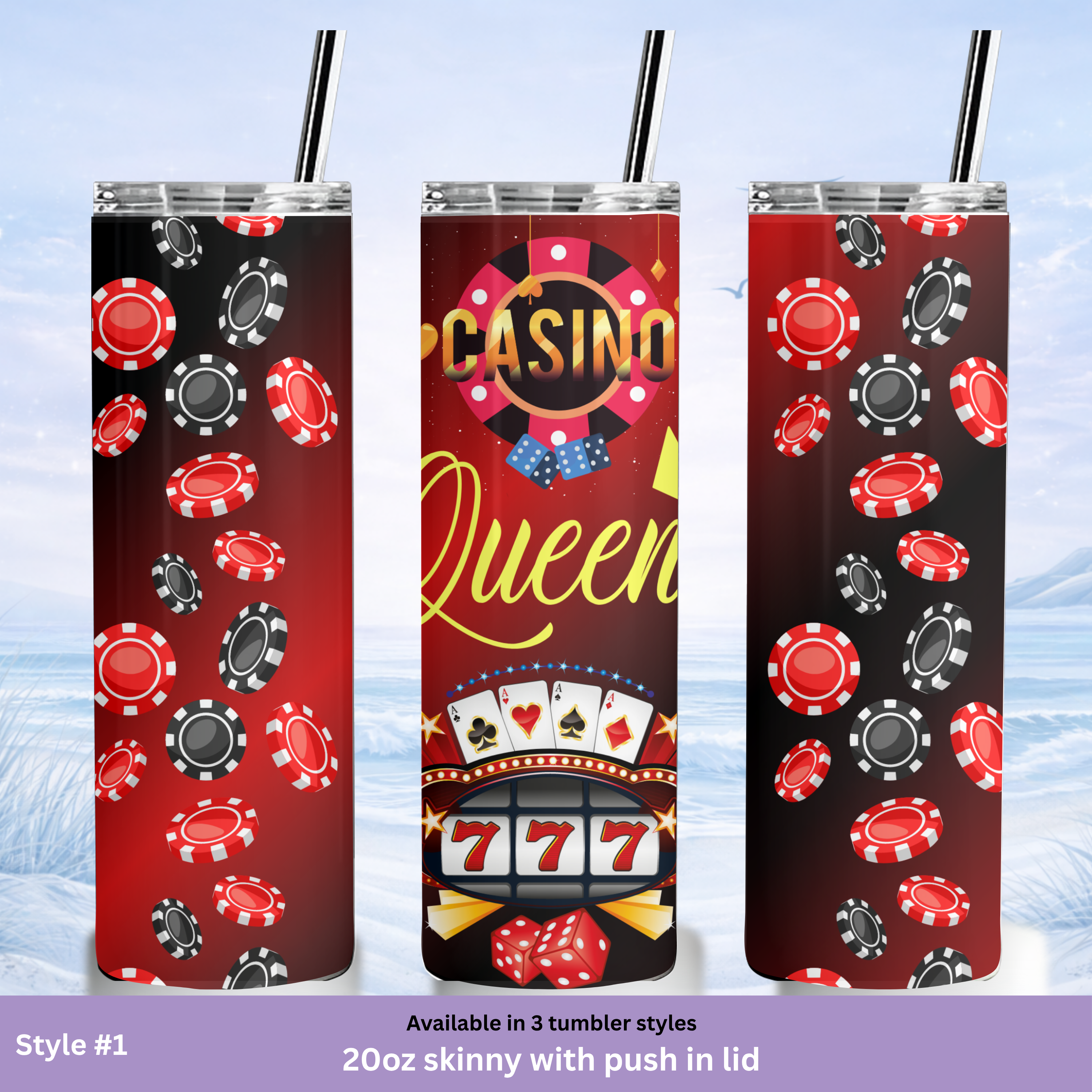 lucky 777 casino drink tumbler