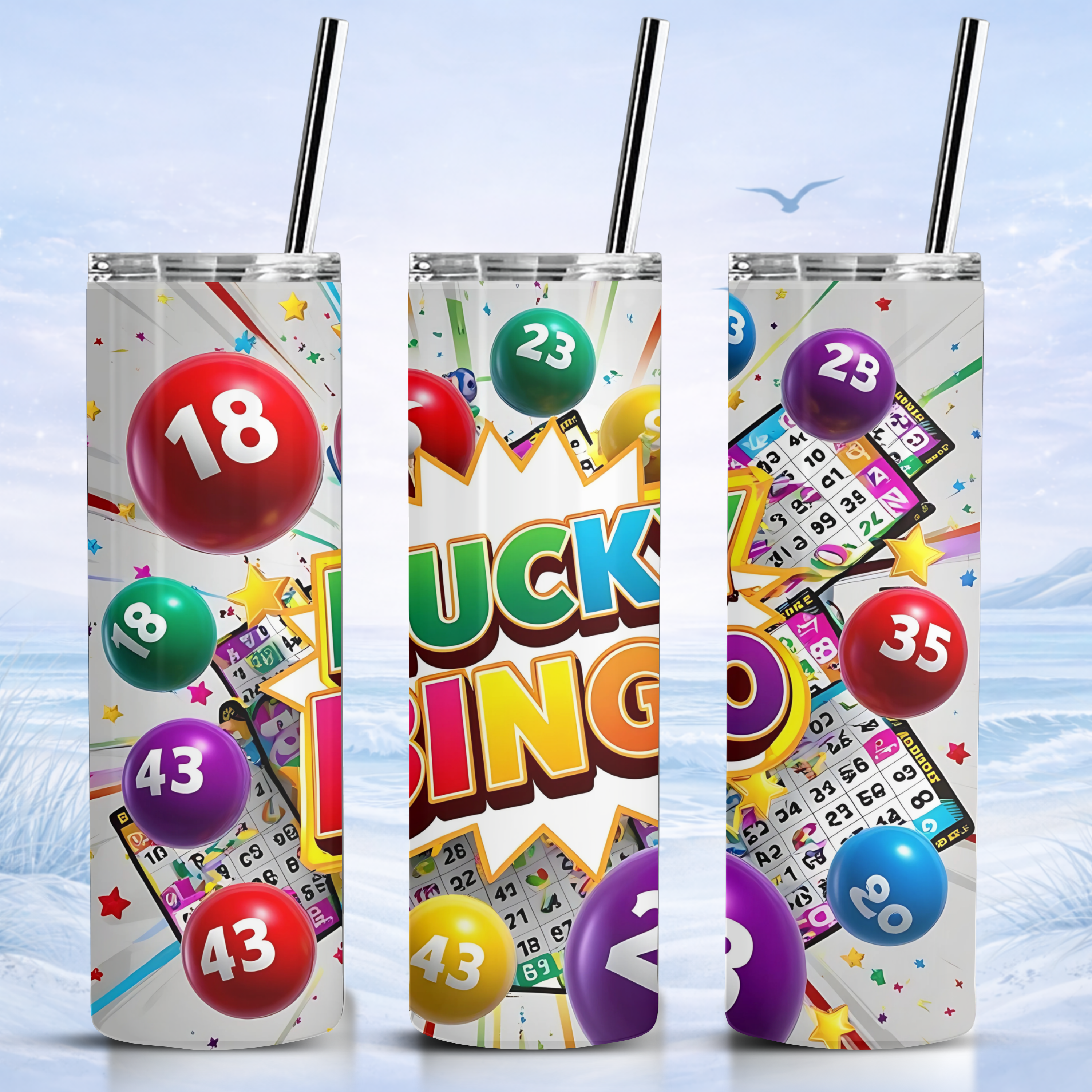 lucky bingo balls tumbler design