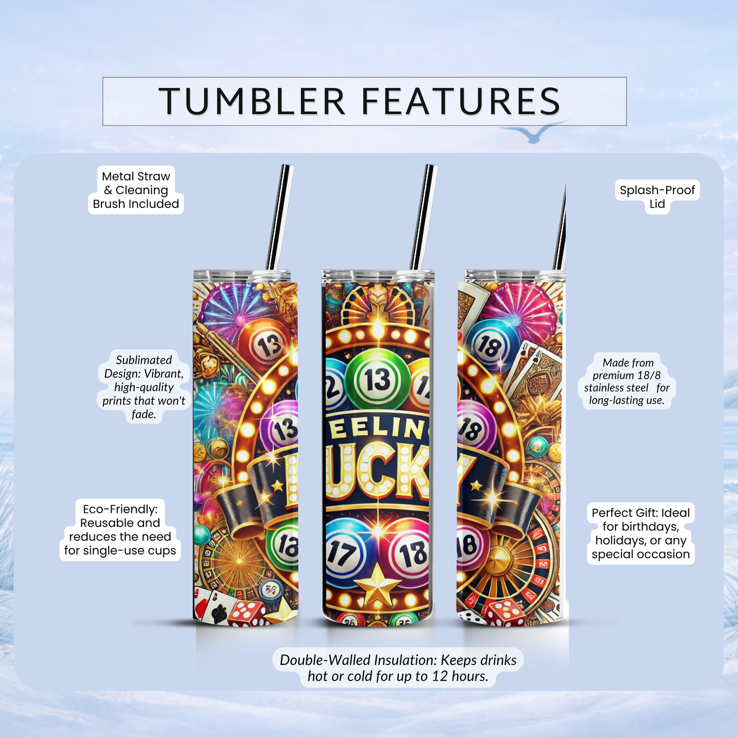 feeling lucky bingo cup 20 oz