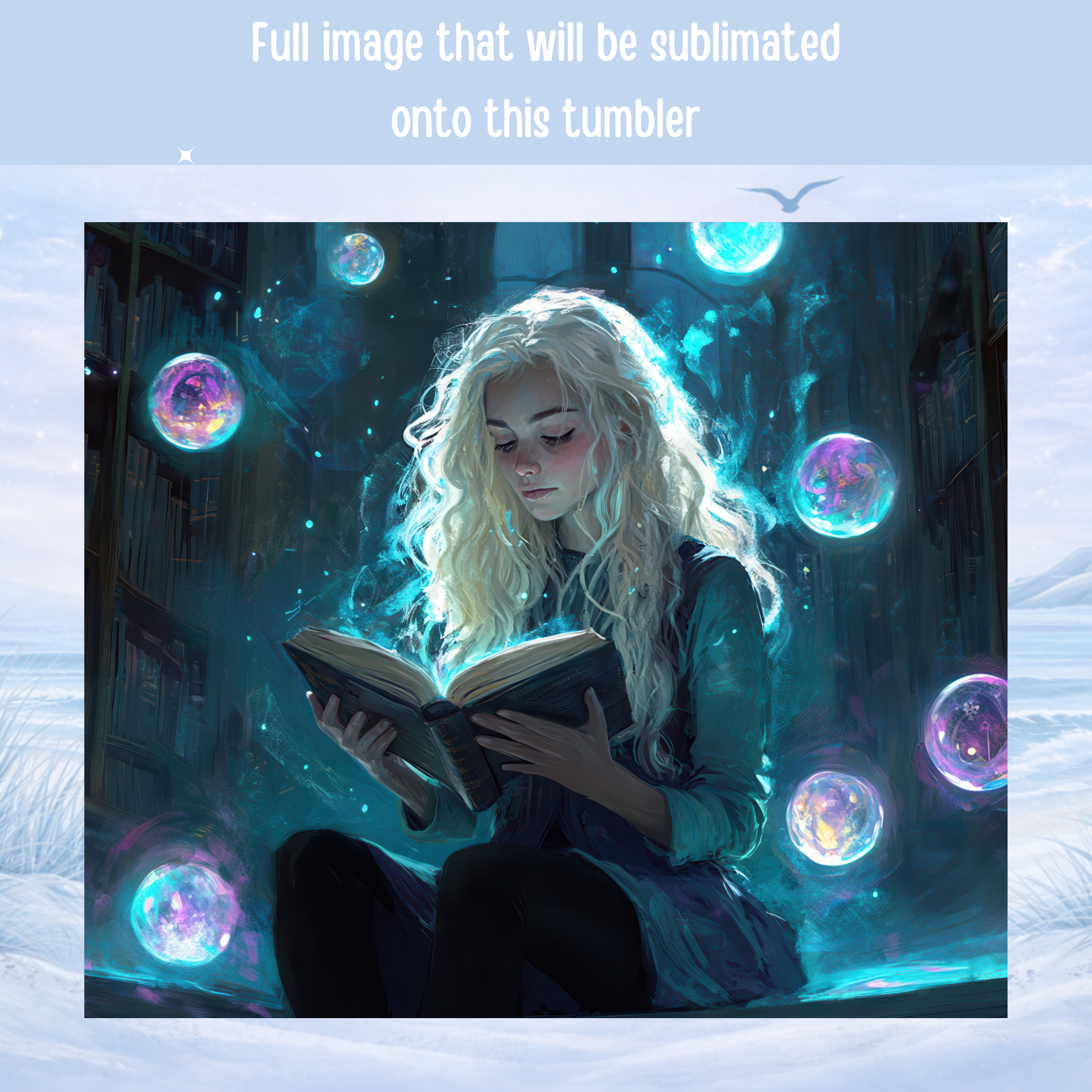 magical reader tumbler aesthetic book lover cup