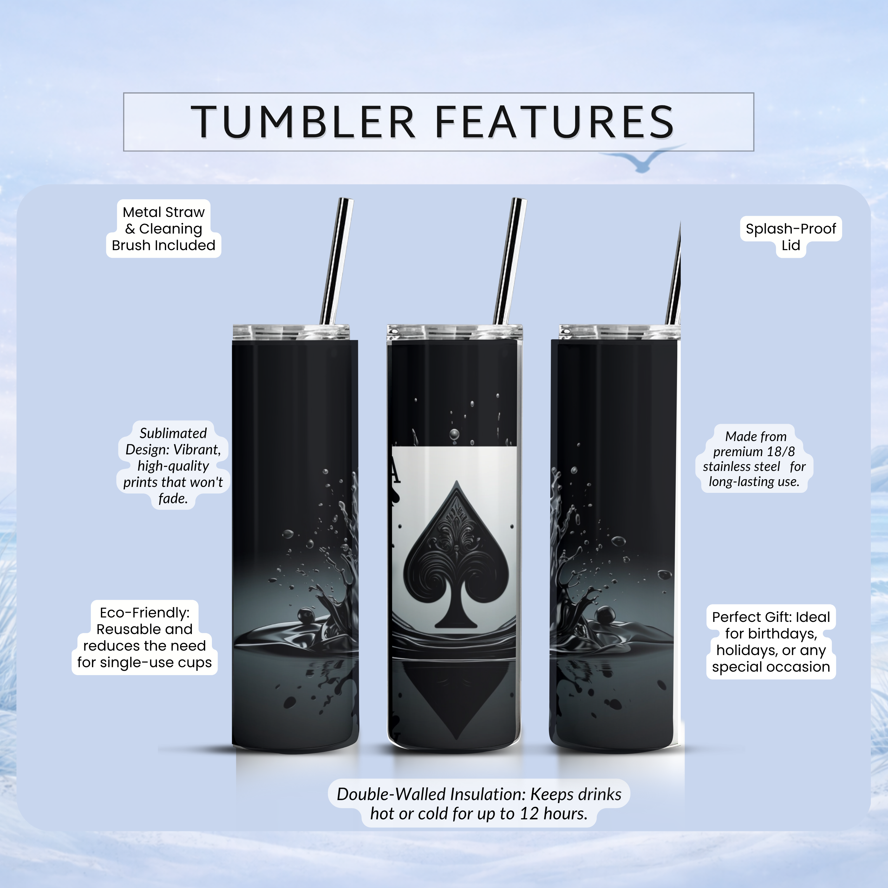 minimalist poker tumbler 20oz