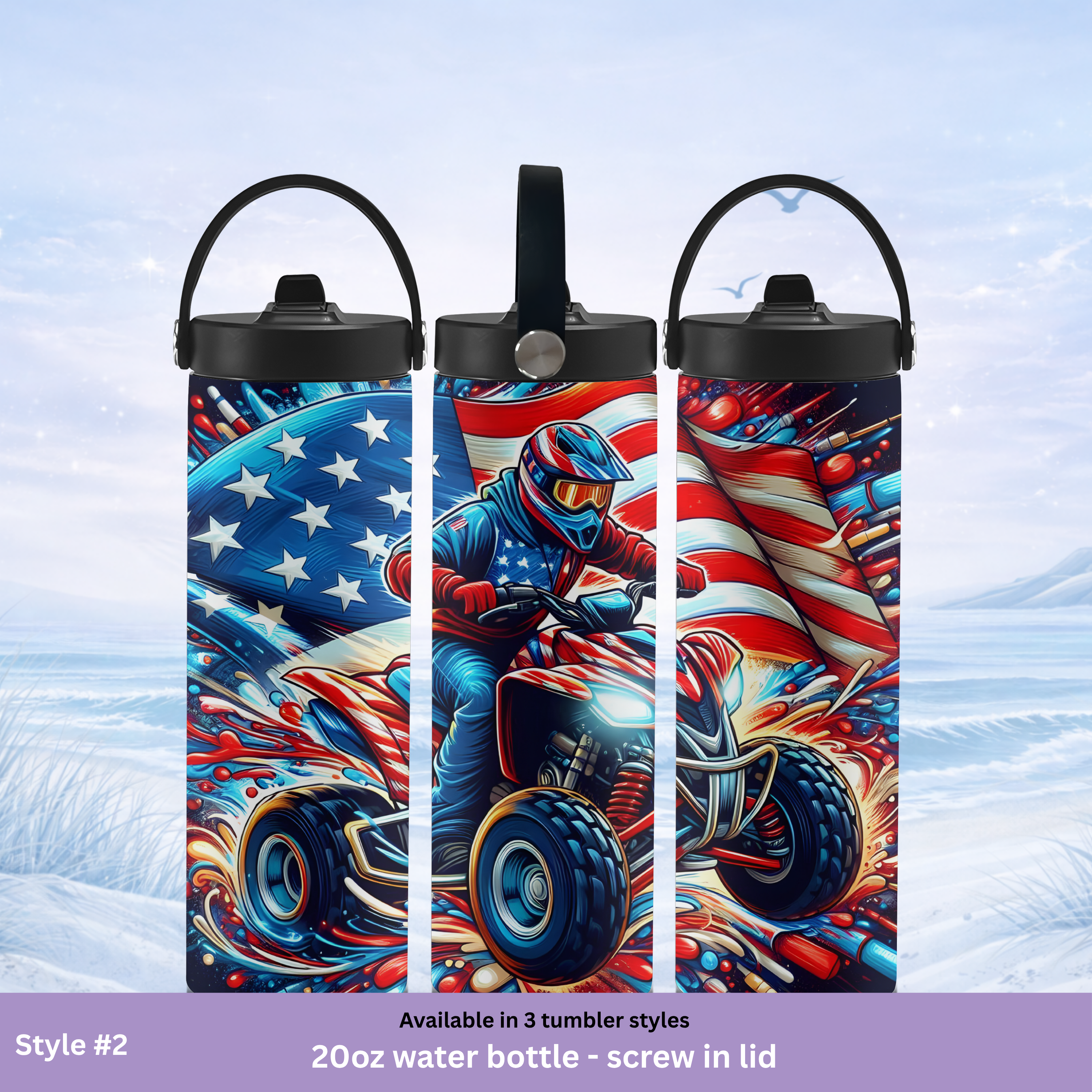 motorsport ATV tumbler USA flag racing design