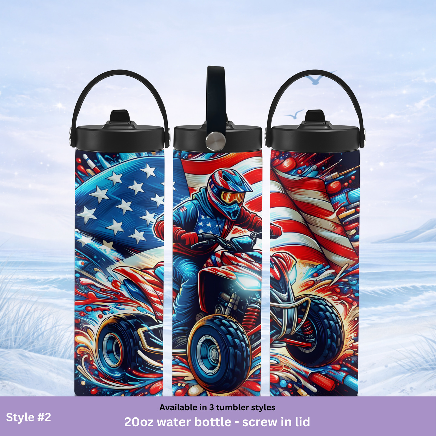 motorsport ATV tumbler USA flag racing design