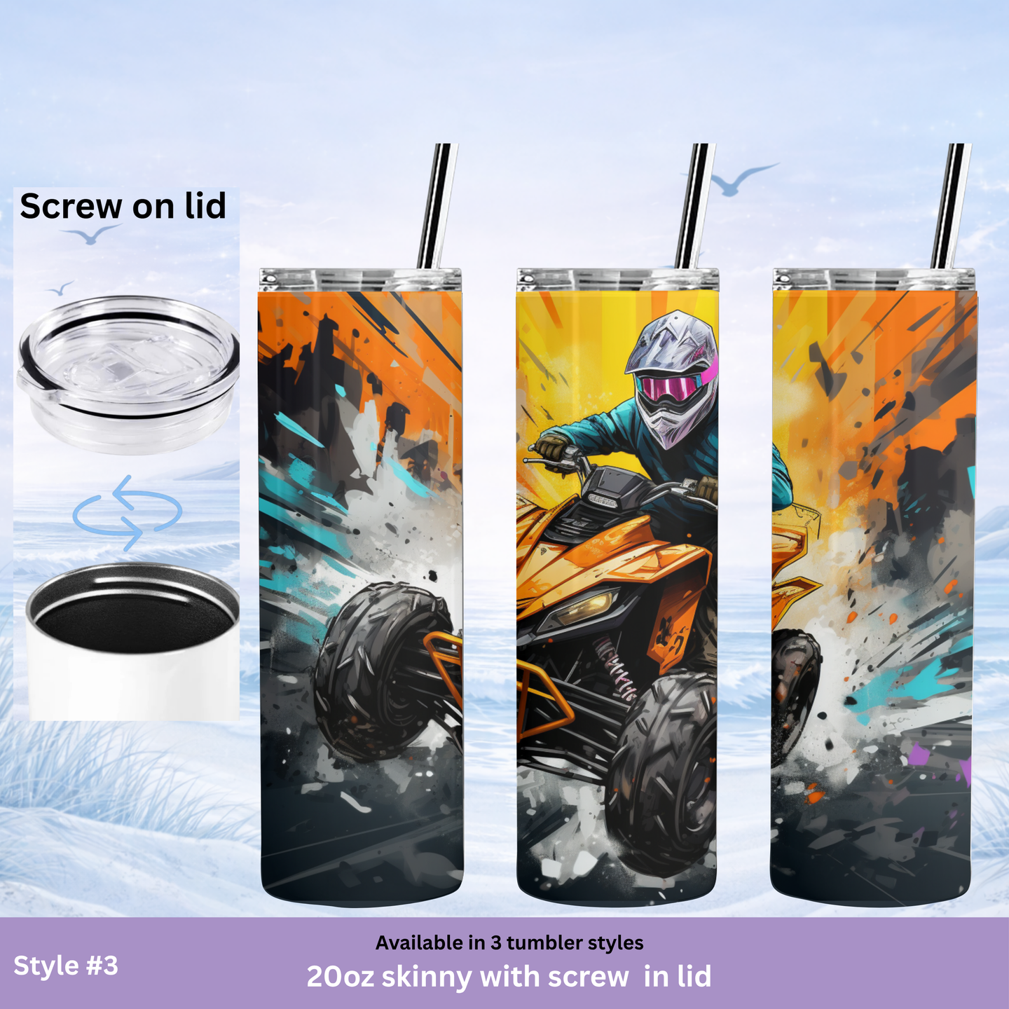 mud riding ATV tumbler action design stainless steel