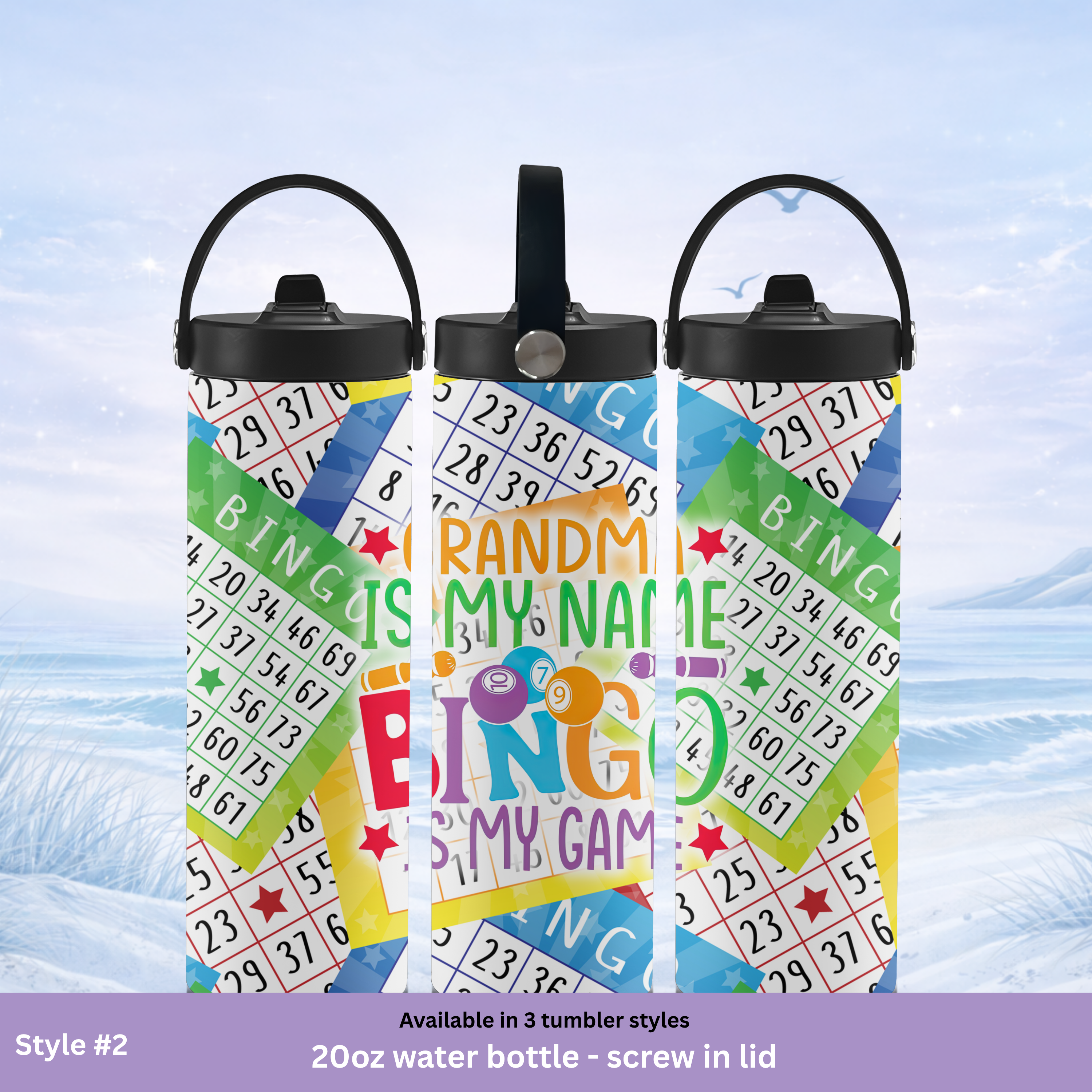 novelty bingo tumbler bright colorful design