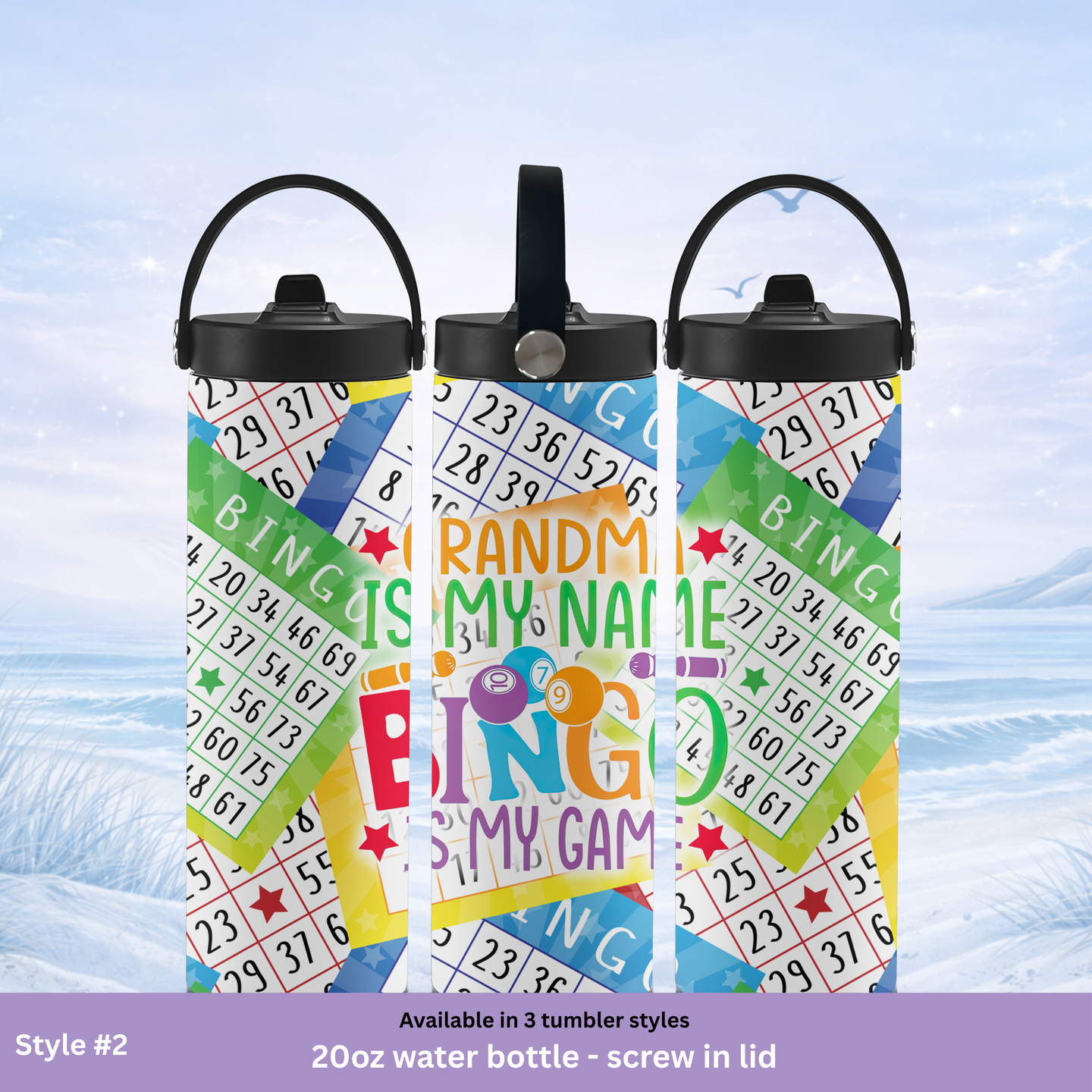 novelty bingo tumbler bright colorful design