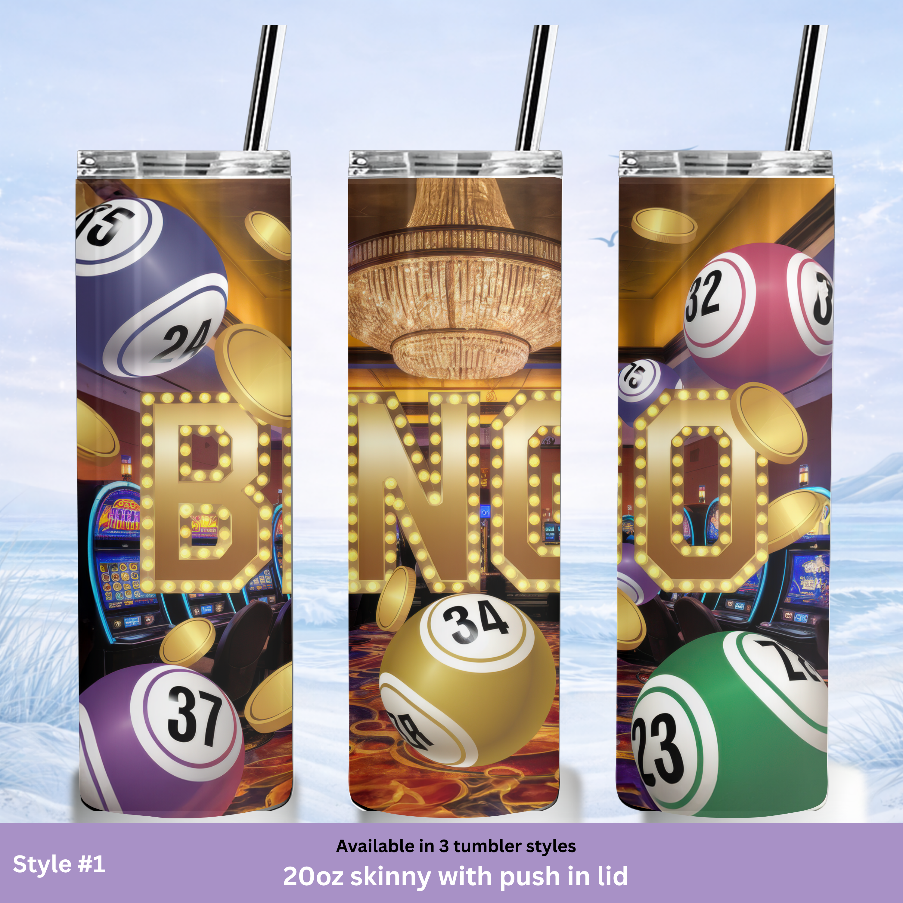 novelty bingo tumbler casino theme gift