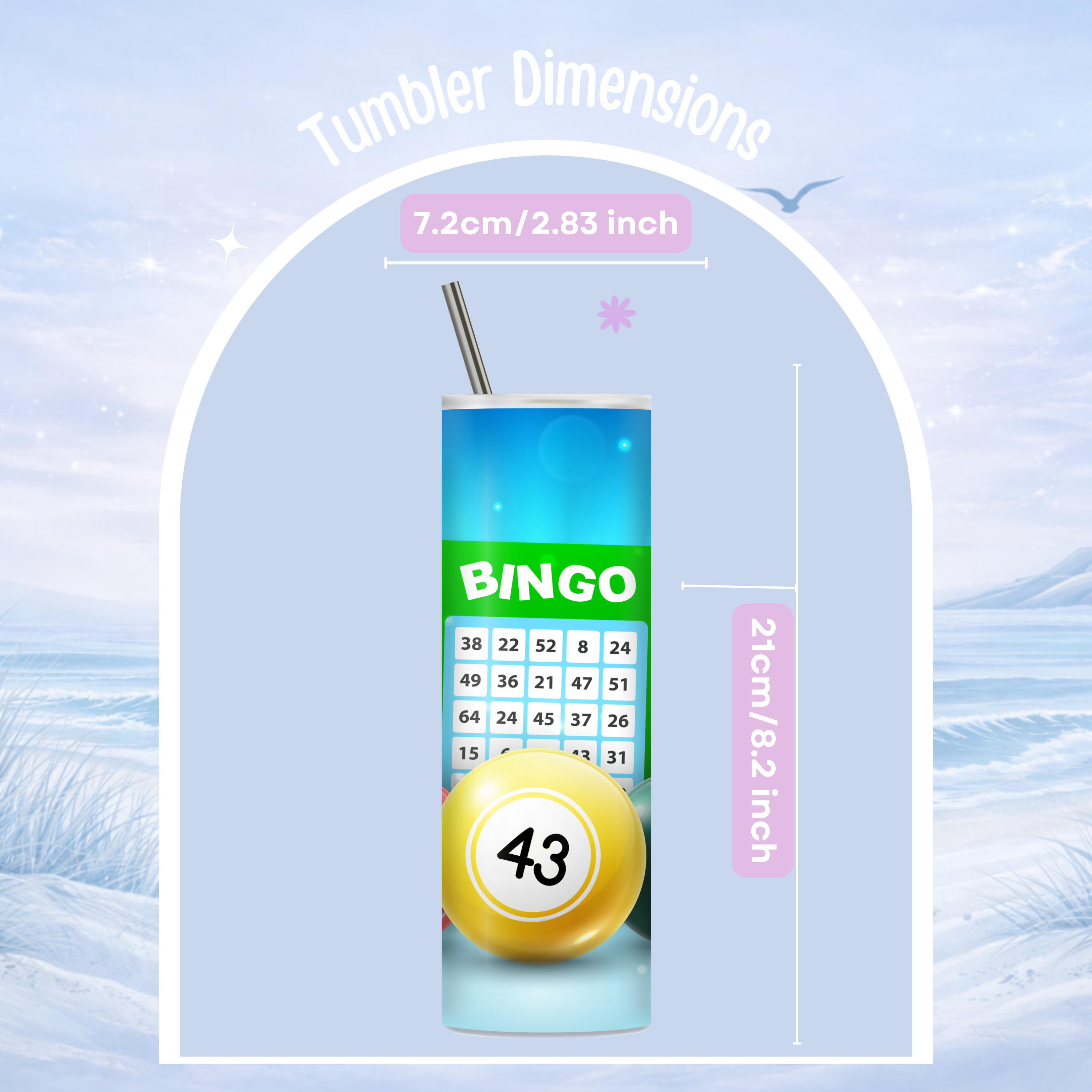 novelty bingo tumbler colorful design