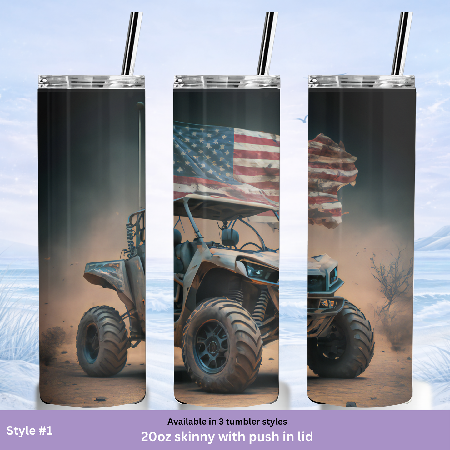 off road ATV tumbler American flag trail riding cup