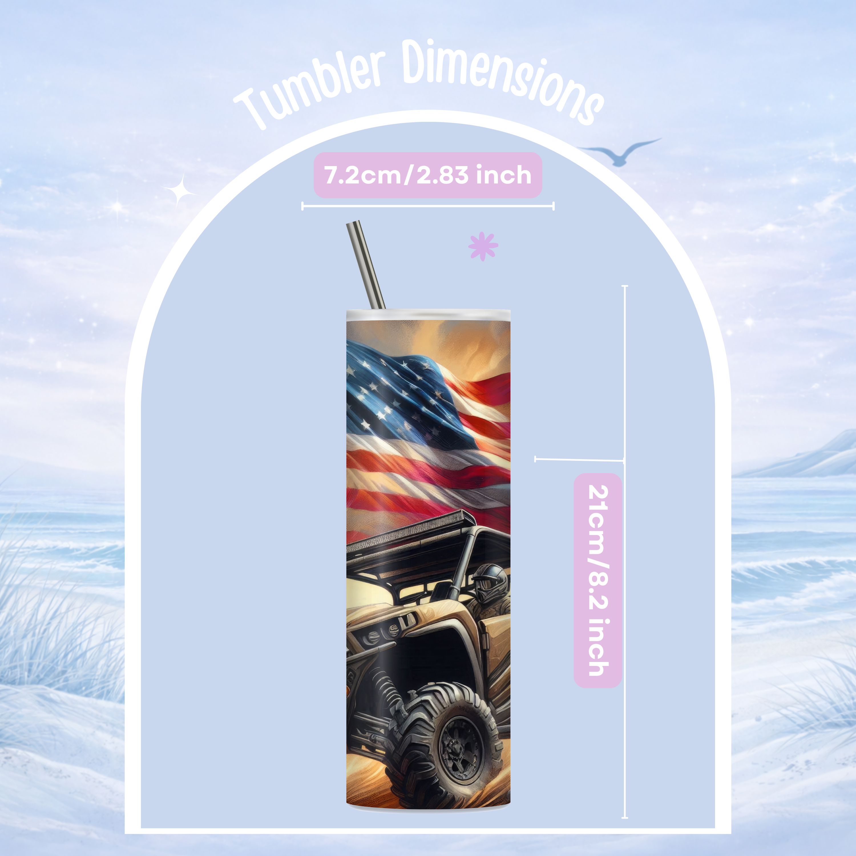 off road adventure tumbler American flag UTV ATV rider