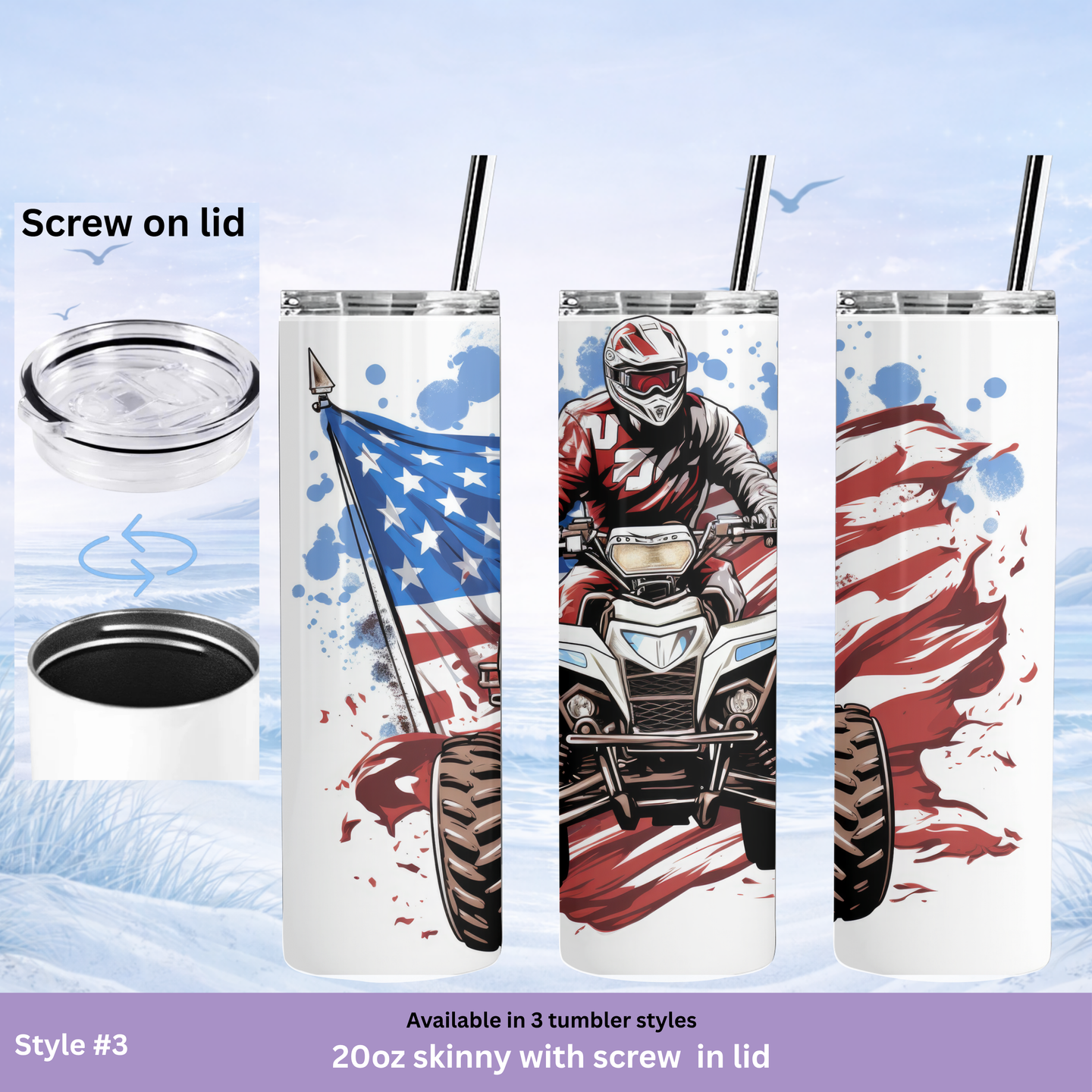 off road adventure tumbler patriotic ATV rider cup