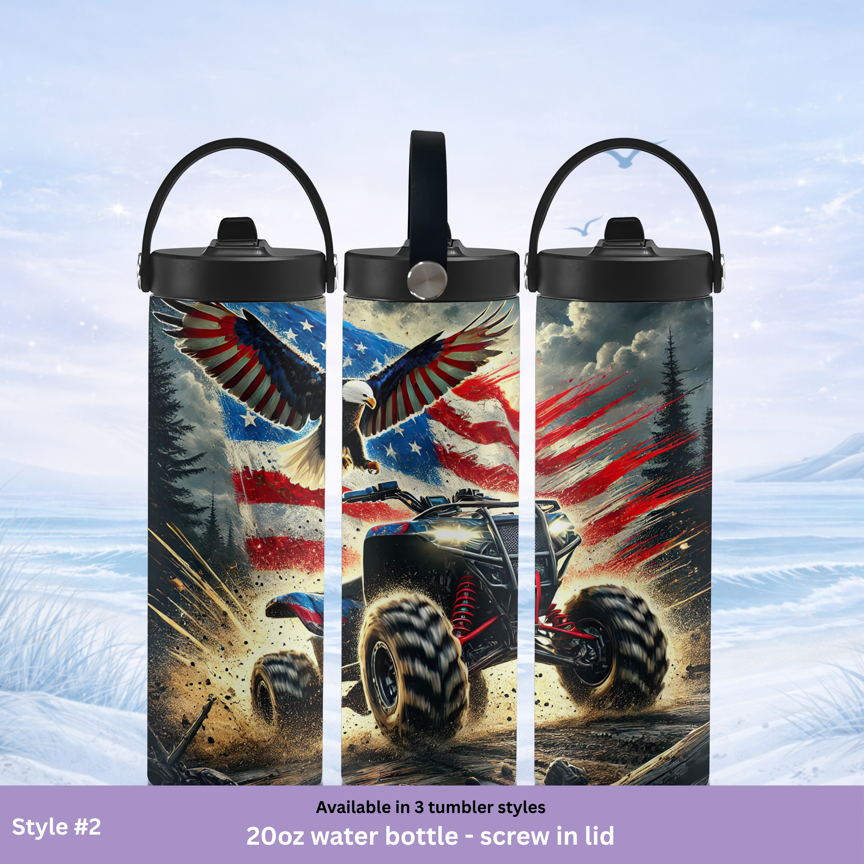 off road adventure tumbler patriotic ATV water bottle