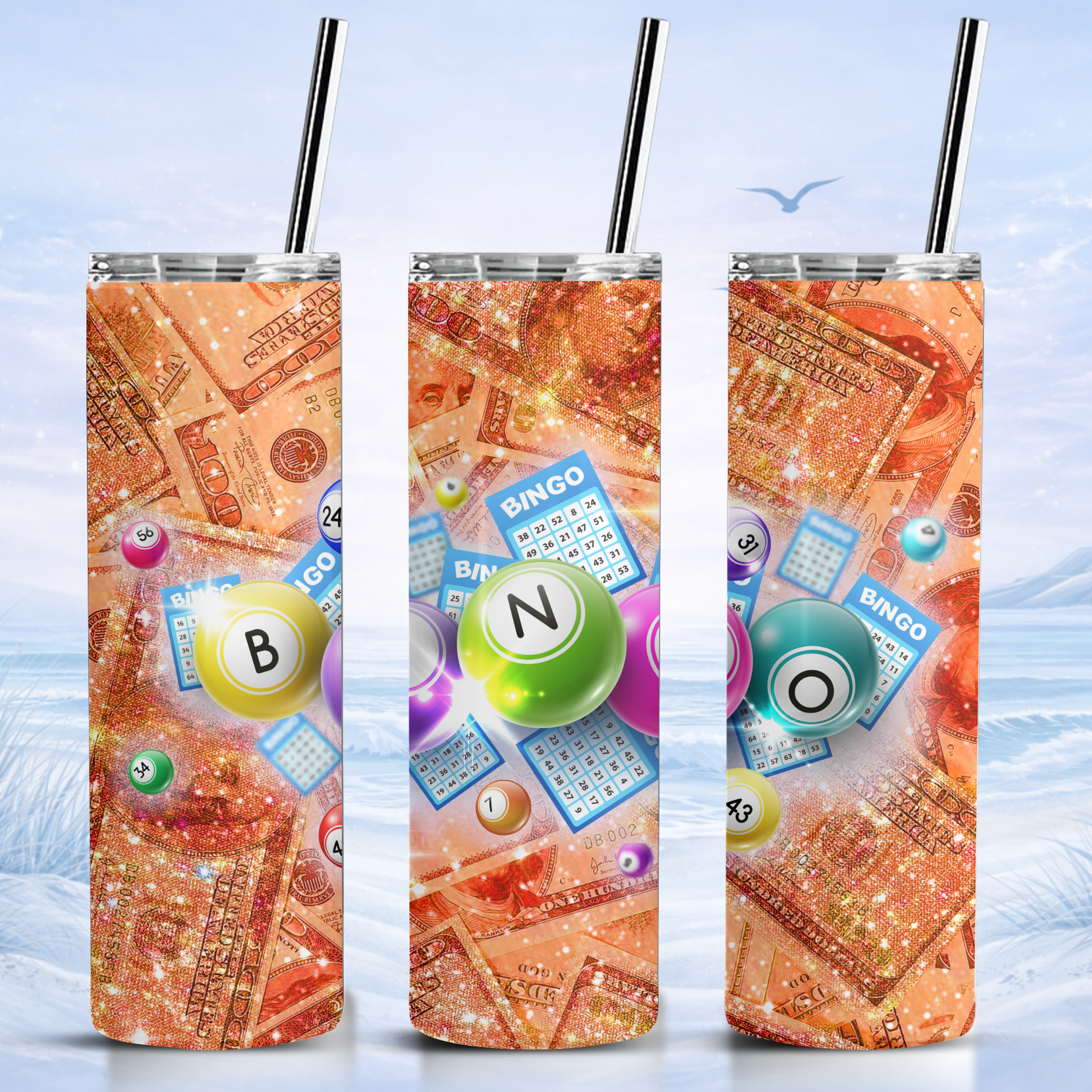 glitter bingo tumbler 20 oz