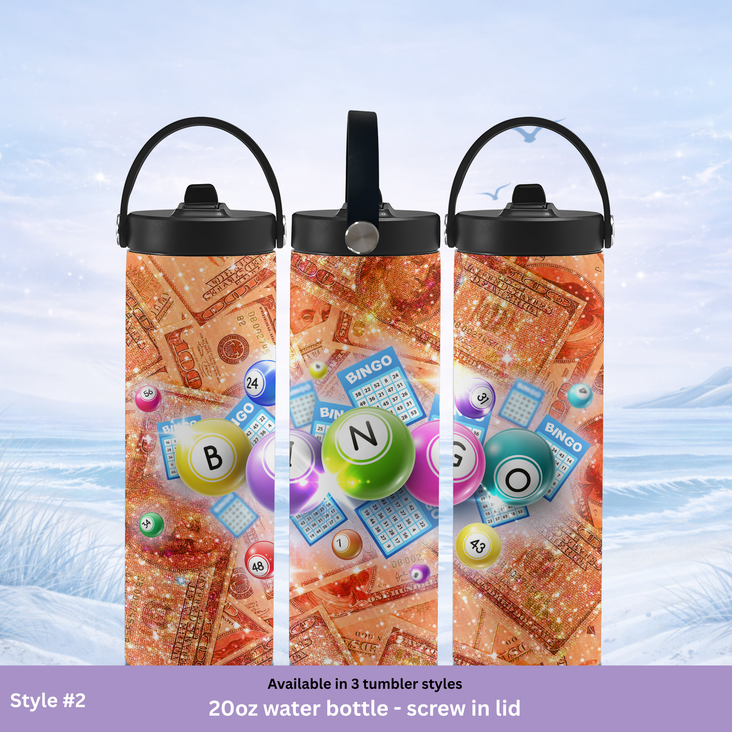glitter style bingo drink tumbler