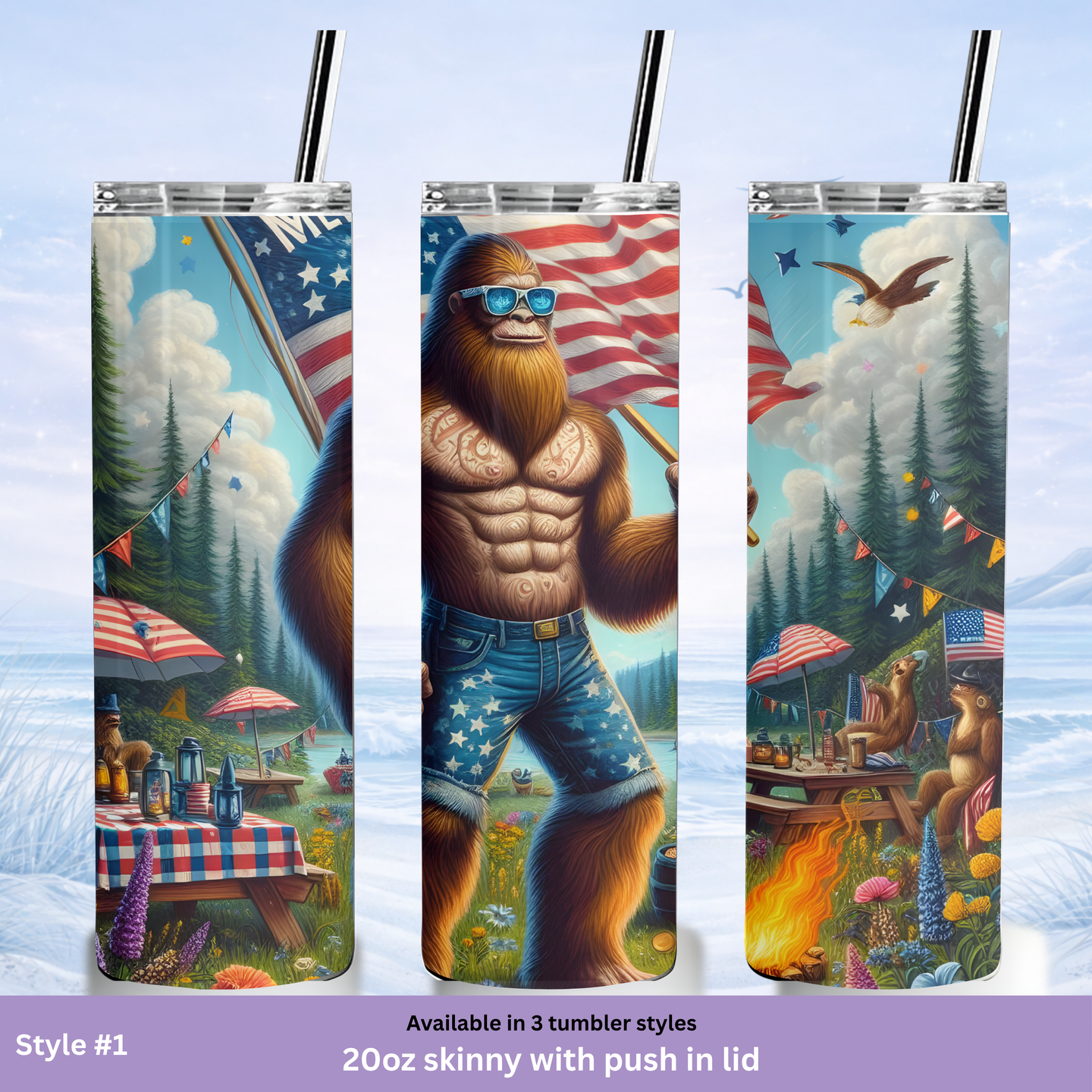 outdoor adventure tumbler bigfoot design