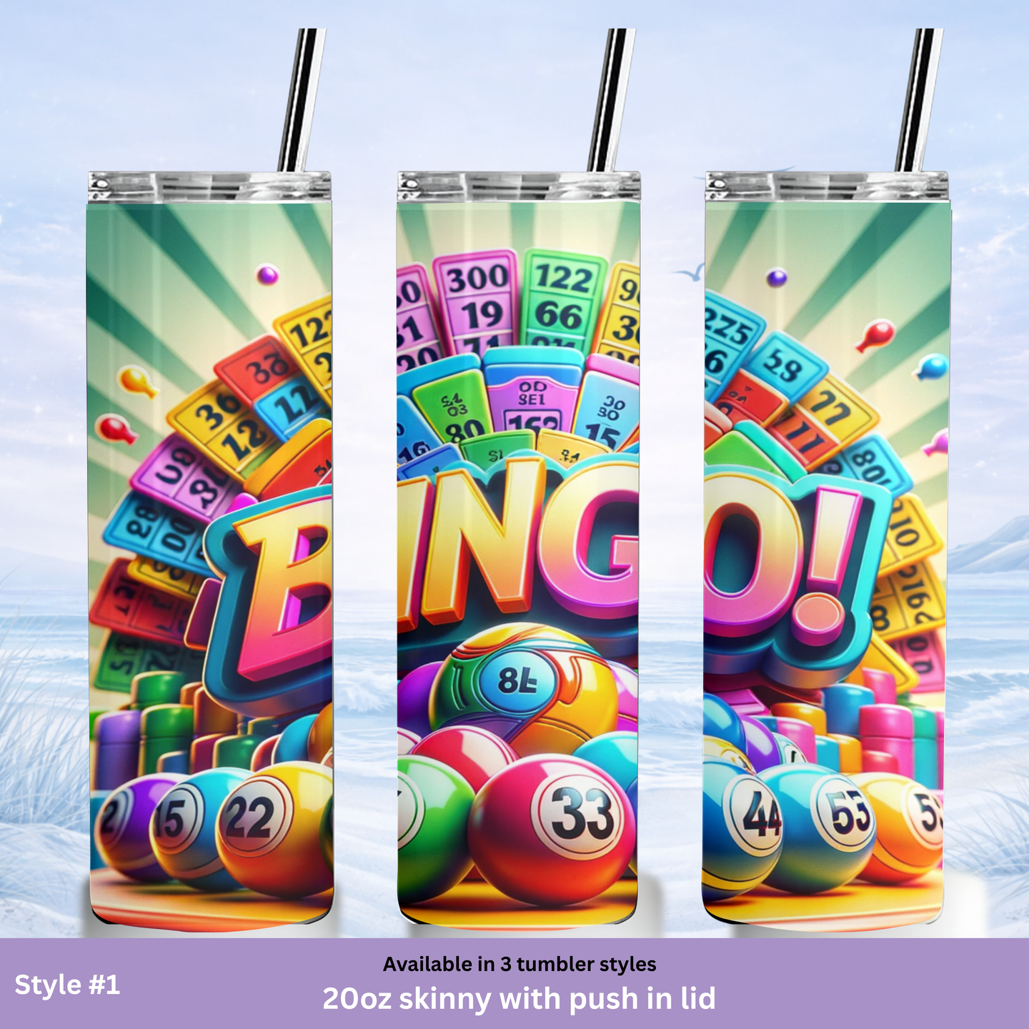 bingo party themed tumbler cup