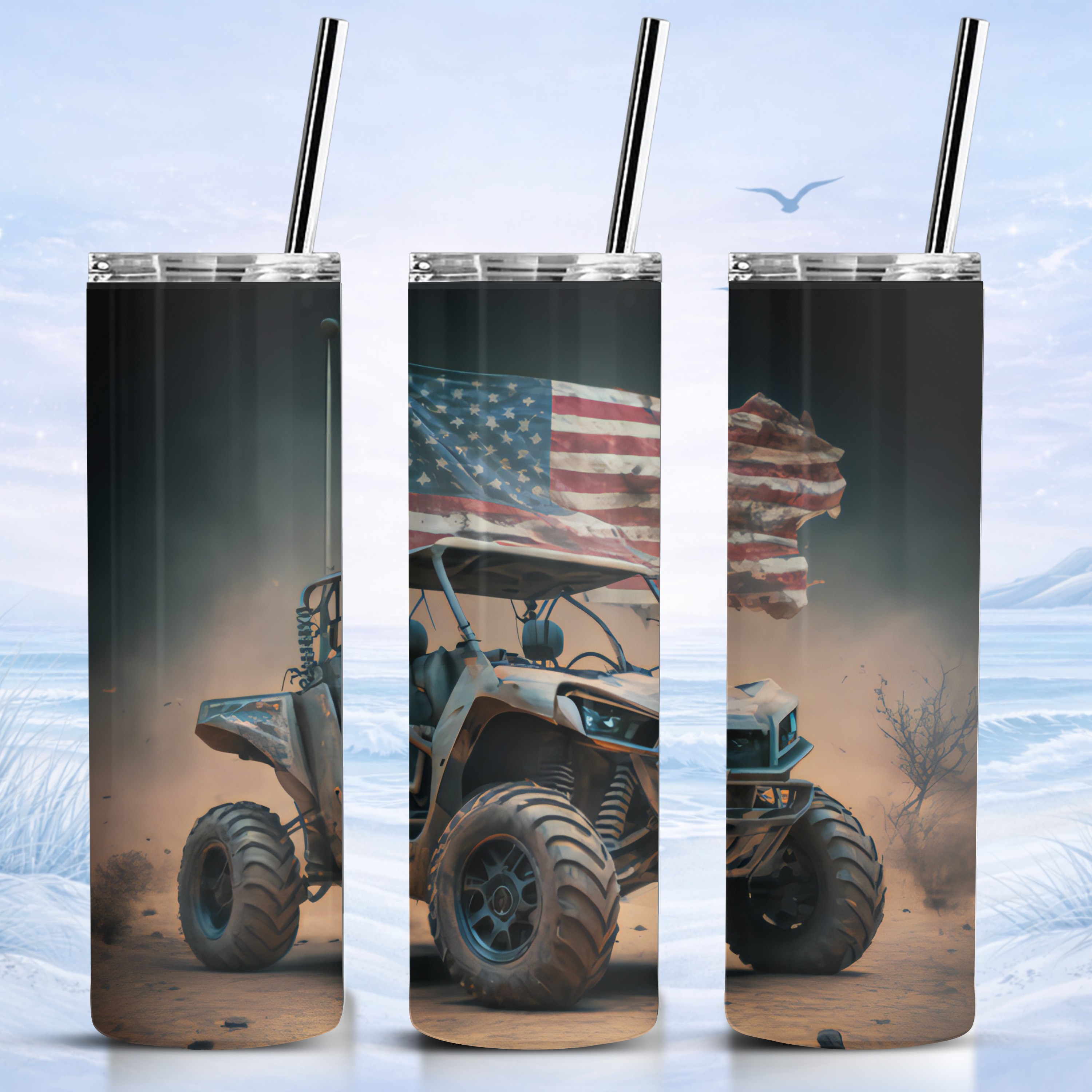 patriotic ATV tumbler American flag off road quad design