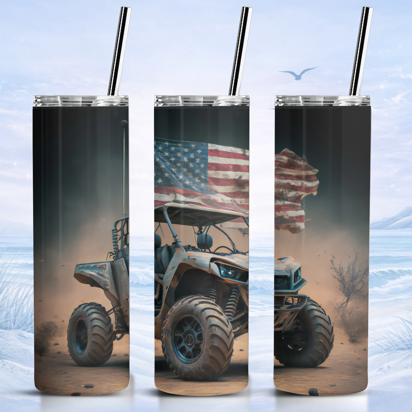 patriotic ATV tumbler American flag off road quad design