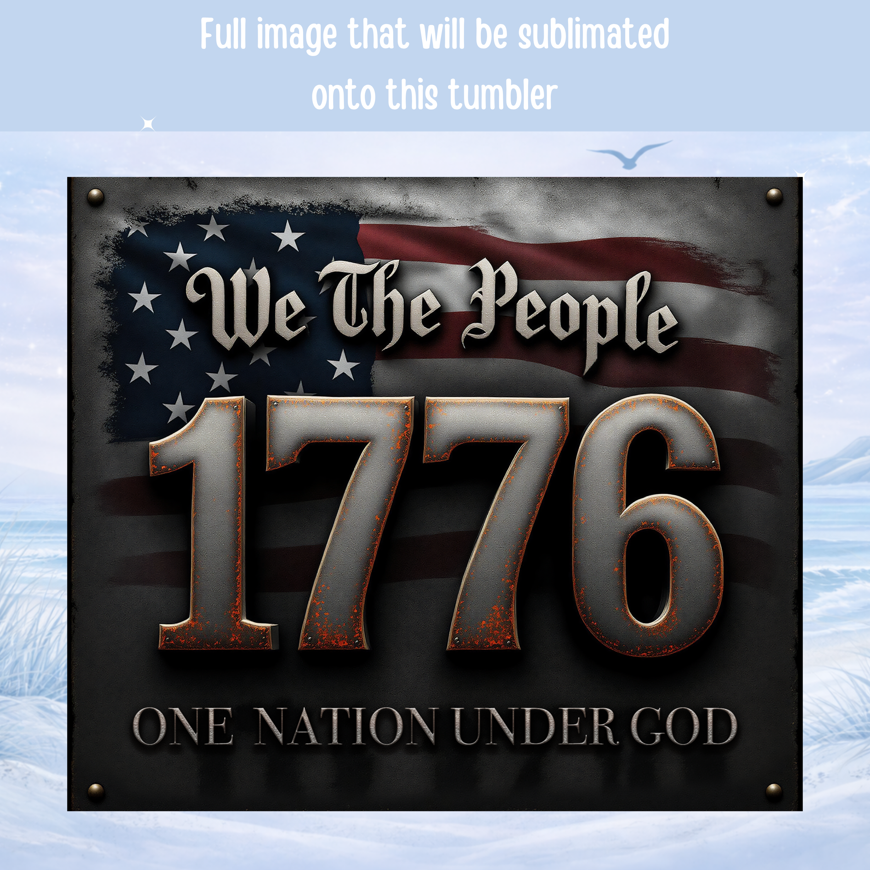 patriotic American flag tumbler distressed 1776 anniversary cup