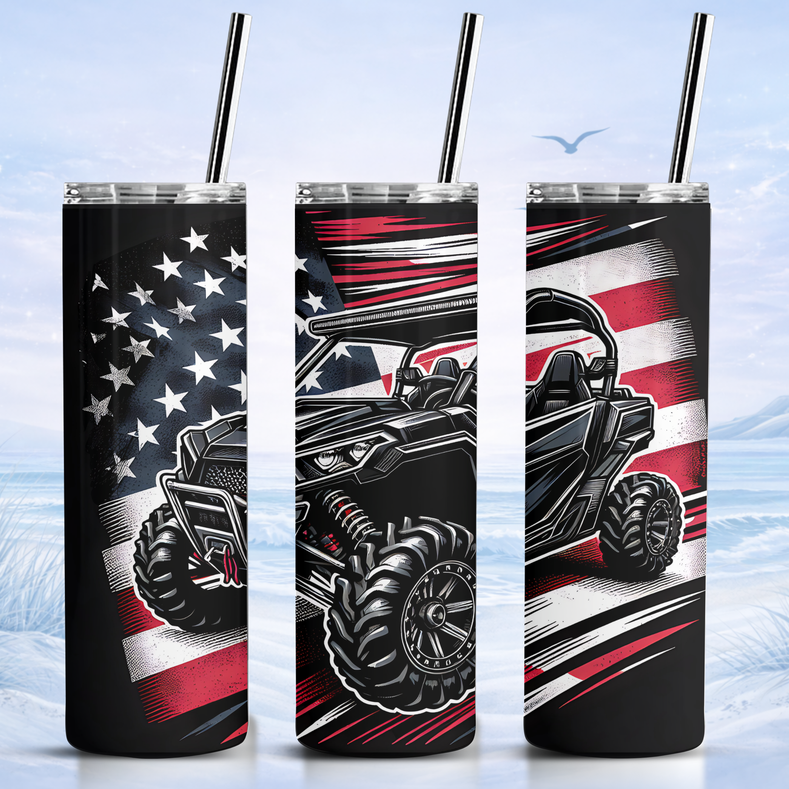 patriotic UTV tumbler American flag side by side off road design