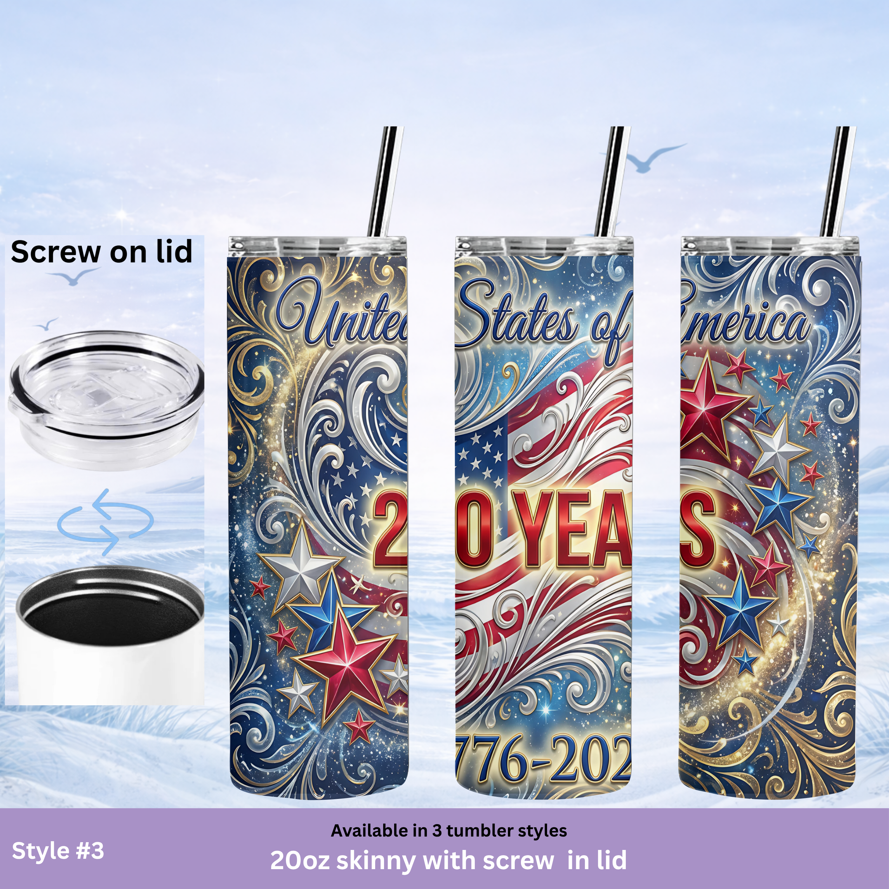patriotic tumbler with bold red white blue star pattern USA