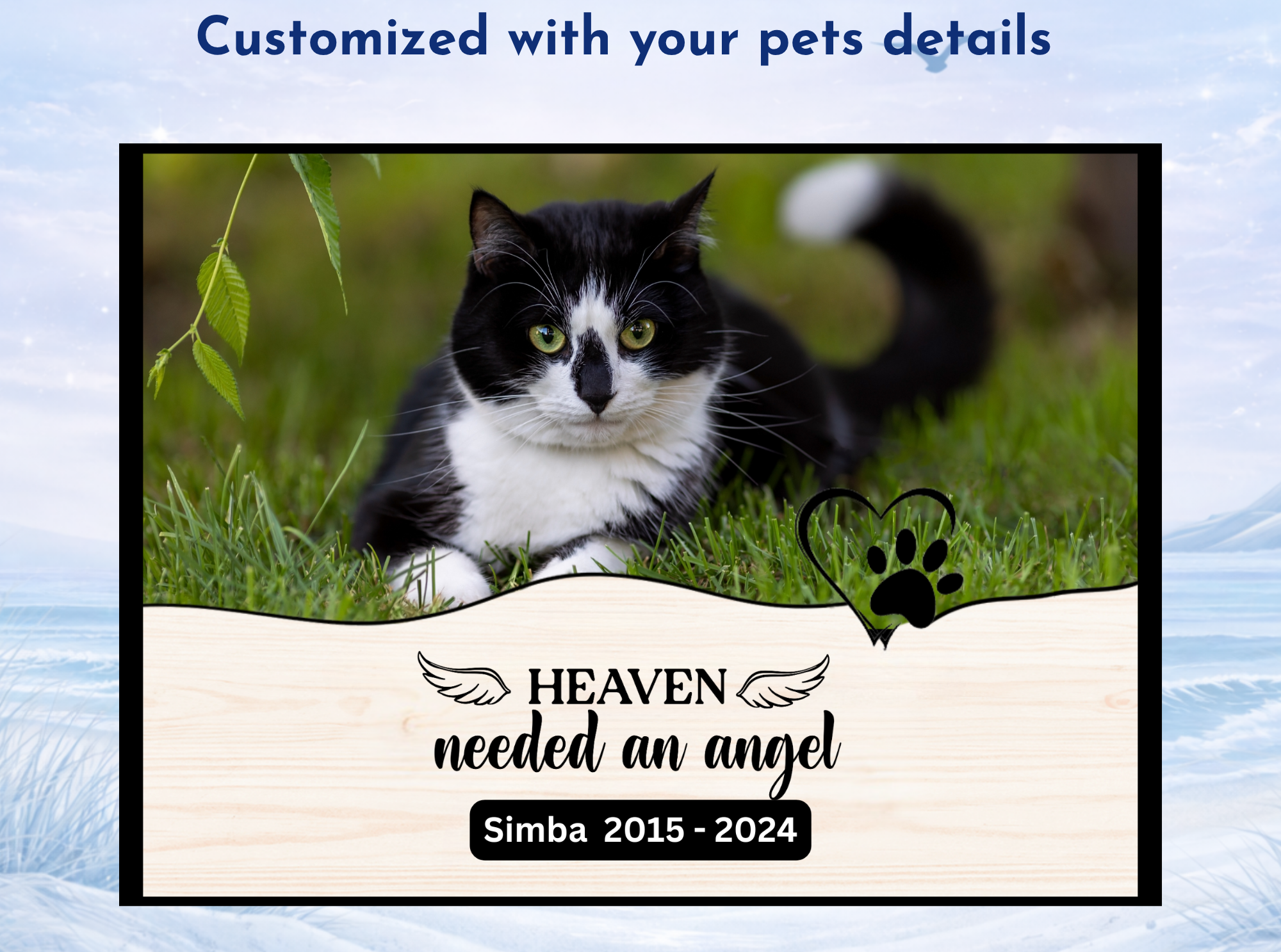 personalized cat memorial photo slate keepsake